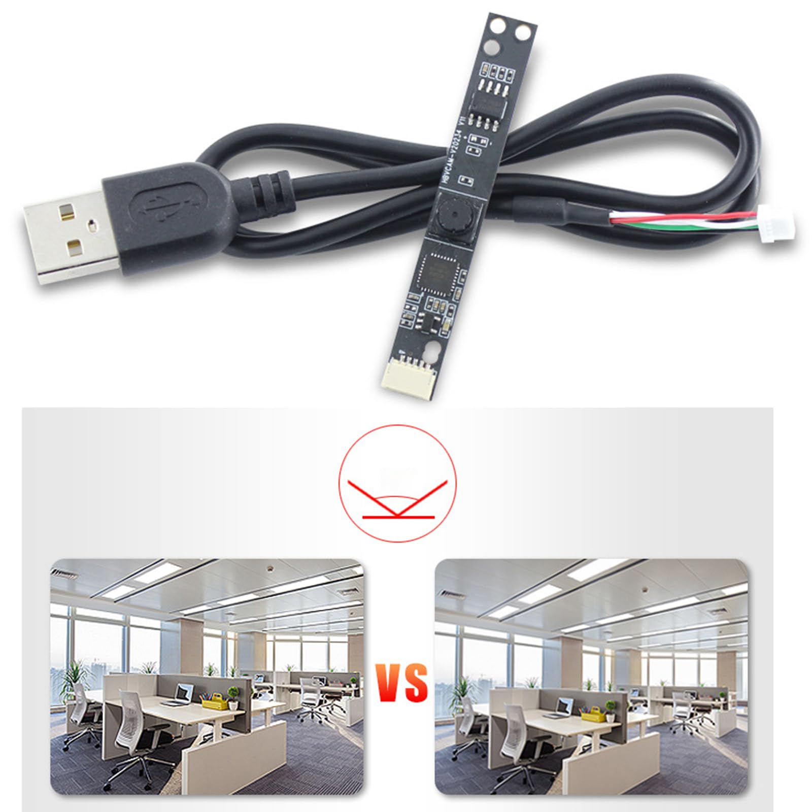 REITINGE USB Camera Module 66° Wide Angle 0.3MP OV7675 Webcam Board with Face Recognition & Photosensitive Chip for PC, Laptop, Raspberry Pi, Security & Smart Home Devices