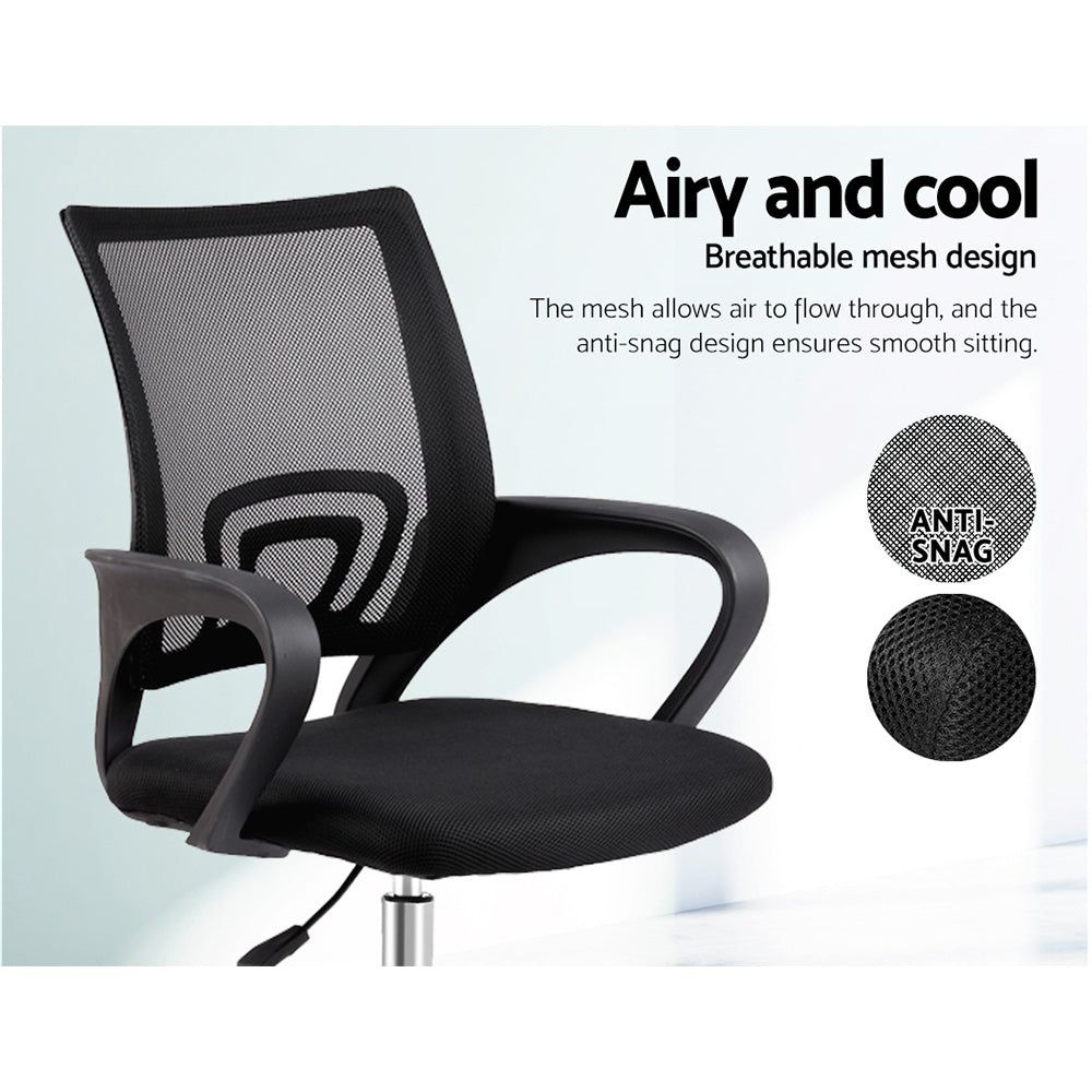 Ergonomic Mesh Office Chair with Mid Back Support - Black - Perfect for Home Office, Gaming & Workspace Comfort