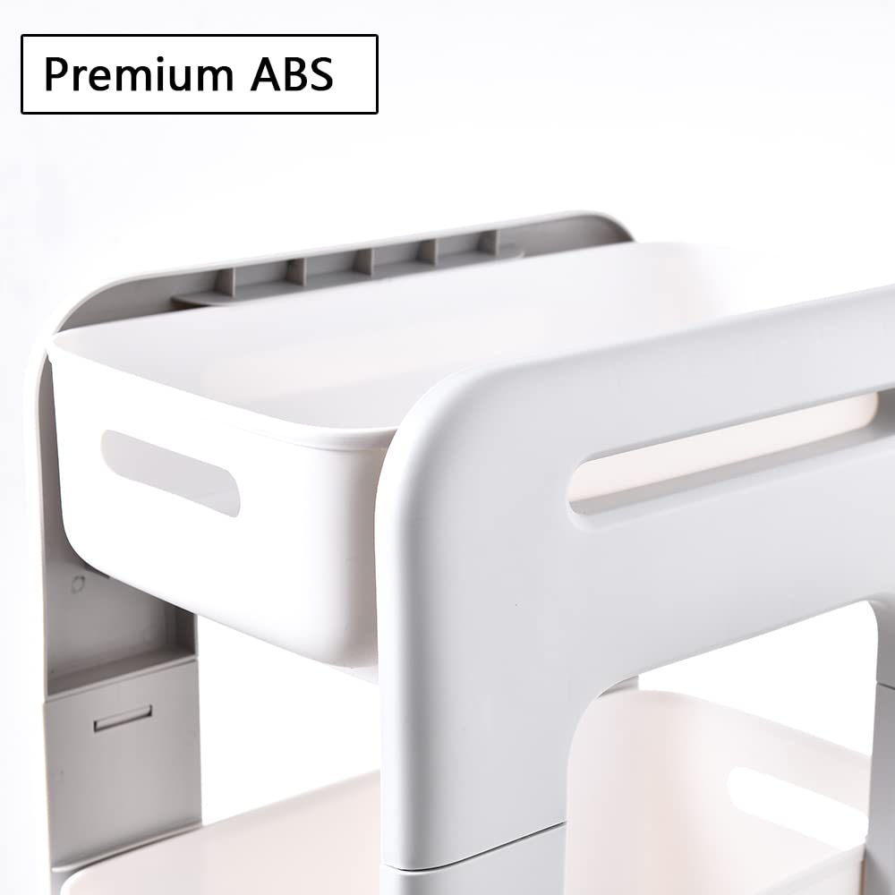 Double Layer Makeup Organizer for Vanity & Bathroom - White Cosmetic Storage with Skincare Compartments | Perfect for Bedroom Dresser, Bathroom Countertop & Travel Organization