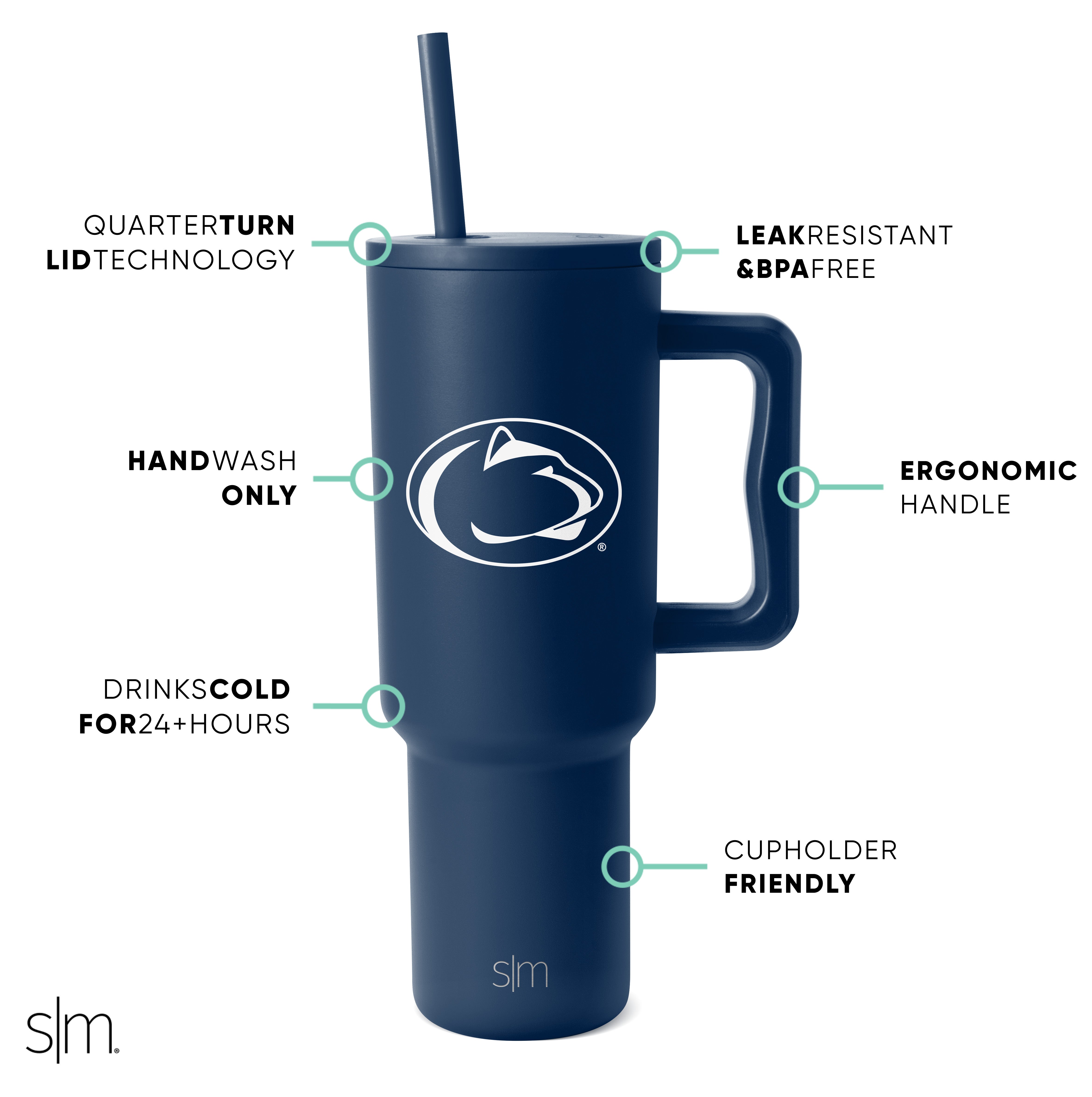 Insulated Collegiate Trek Tumbler - 20oz Stainless Steel Travel Mug with Lid & Straw - Perfect for Coffee, Tea & Cold Drinks - Great for College, Hiking & Outdoor Adventures