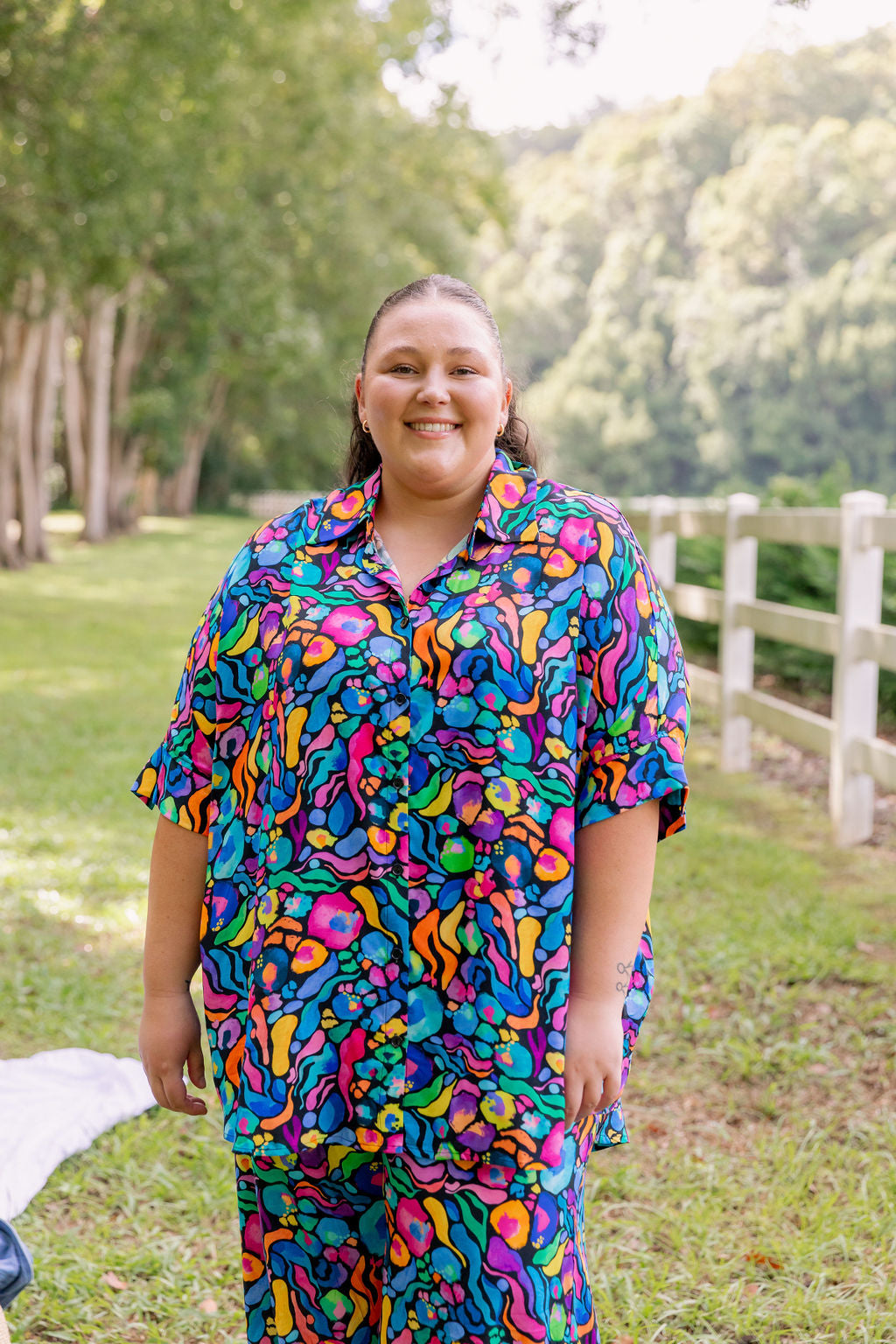 Kasey Rainbow Tammin Shirt - Stylish African Print Women's Top for Casual Wear & Summer Outfits