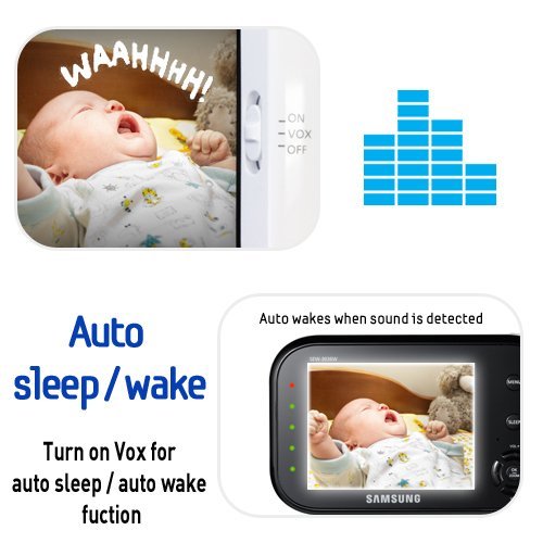 Samsung SEW-3036W White Baby Monitor with HD Camera & Night Vision - Wireless Baby Monitoring System for Nursery, Bedroom & Travel