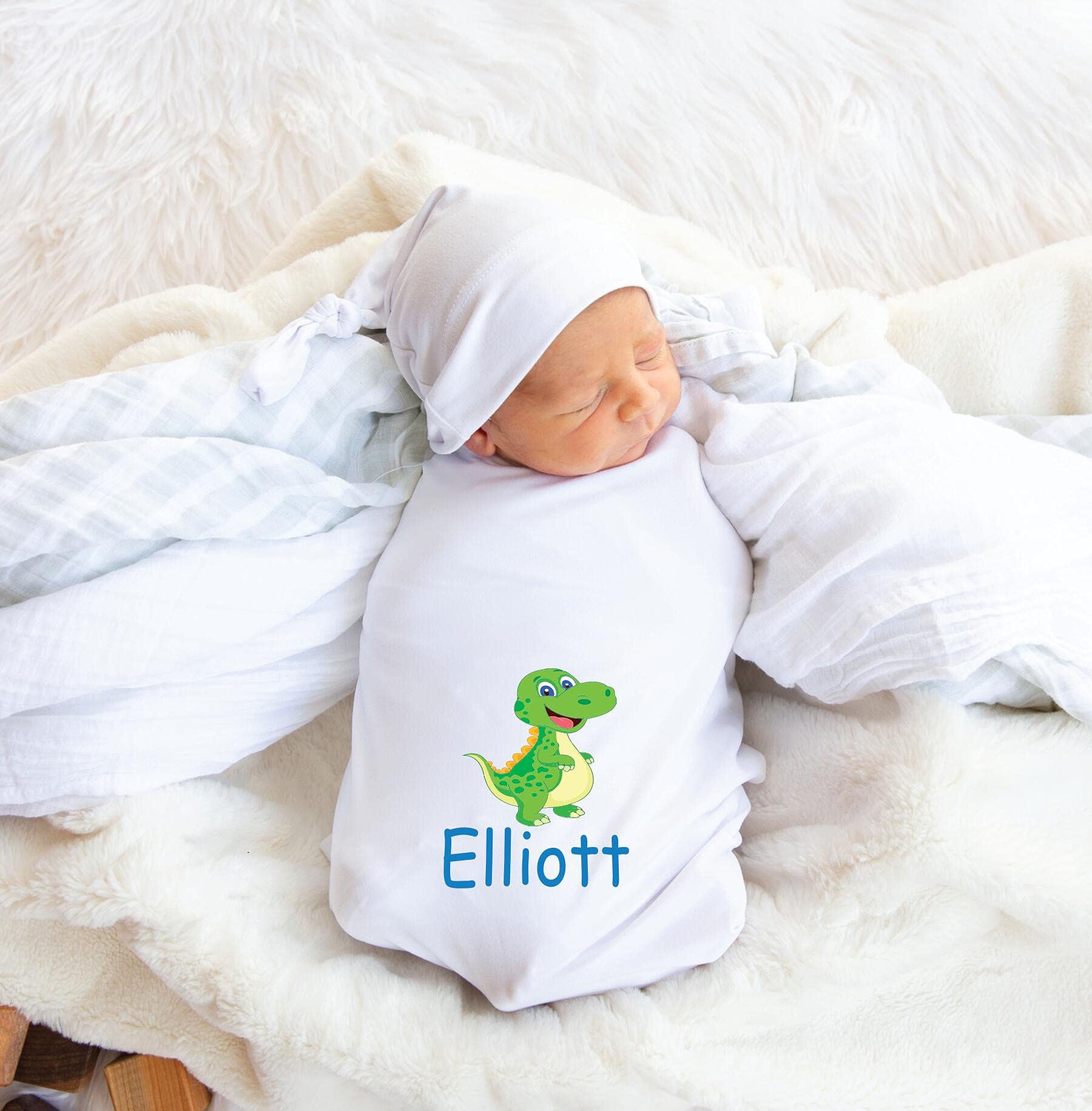 Personalized Dinosaur Baby Blanket for Boys - Soft Custom Baby Gift with Name - Perfect for Nursery, Birthday Presents & Newborn Photo Shoots