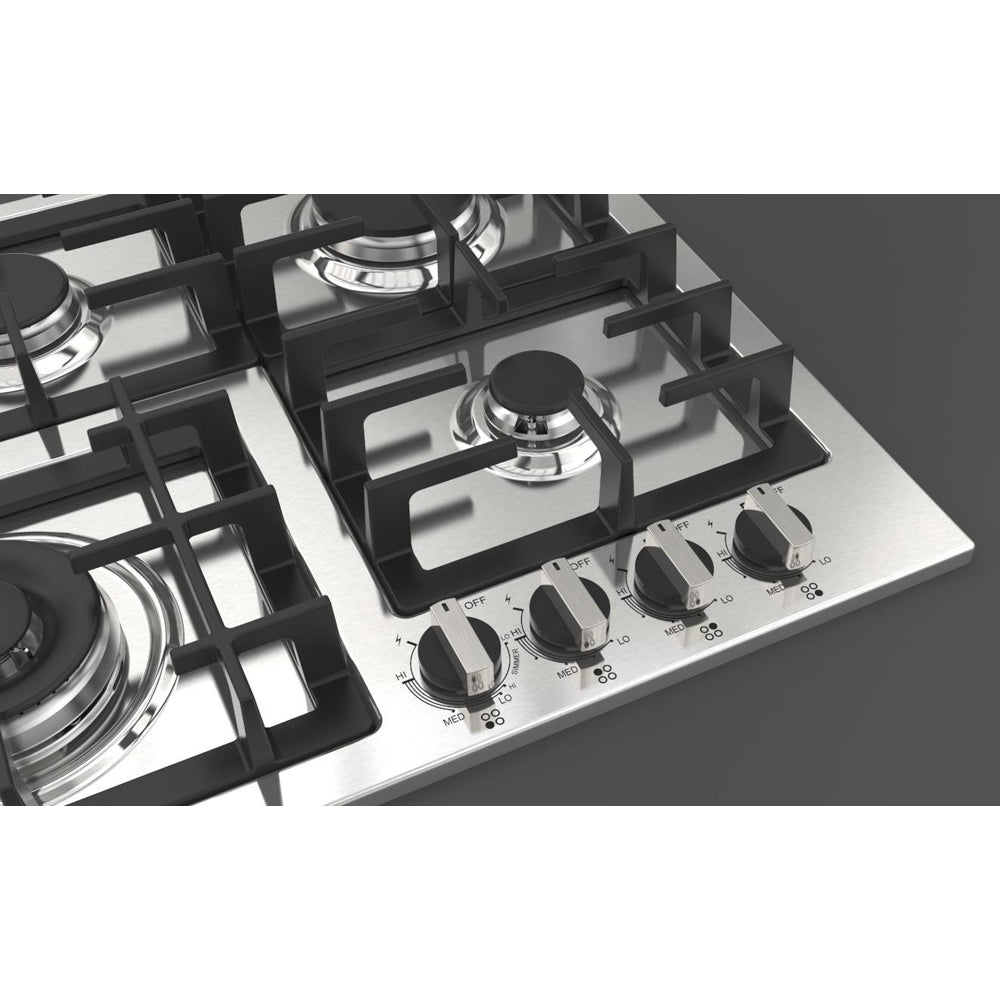 Fulgor Milano 24 Inch 400 Series 4-Burner Gas Cooktop - Stainless Steel (F4GK24S1) | Professional Grade for Home Kitchens & Gourmet Cooking