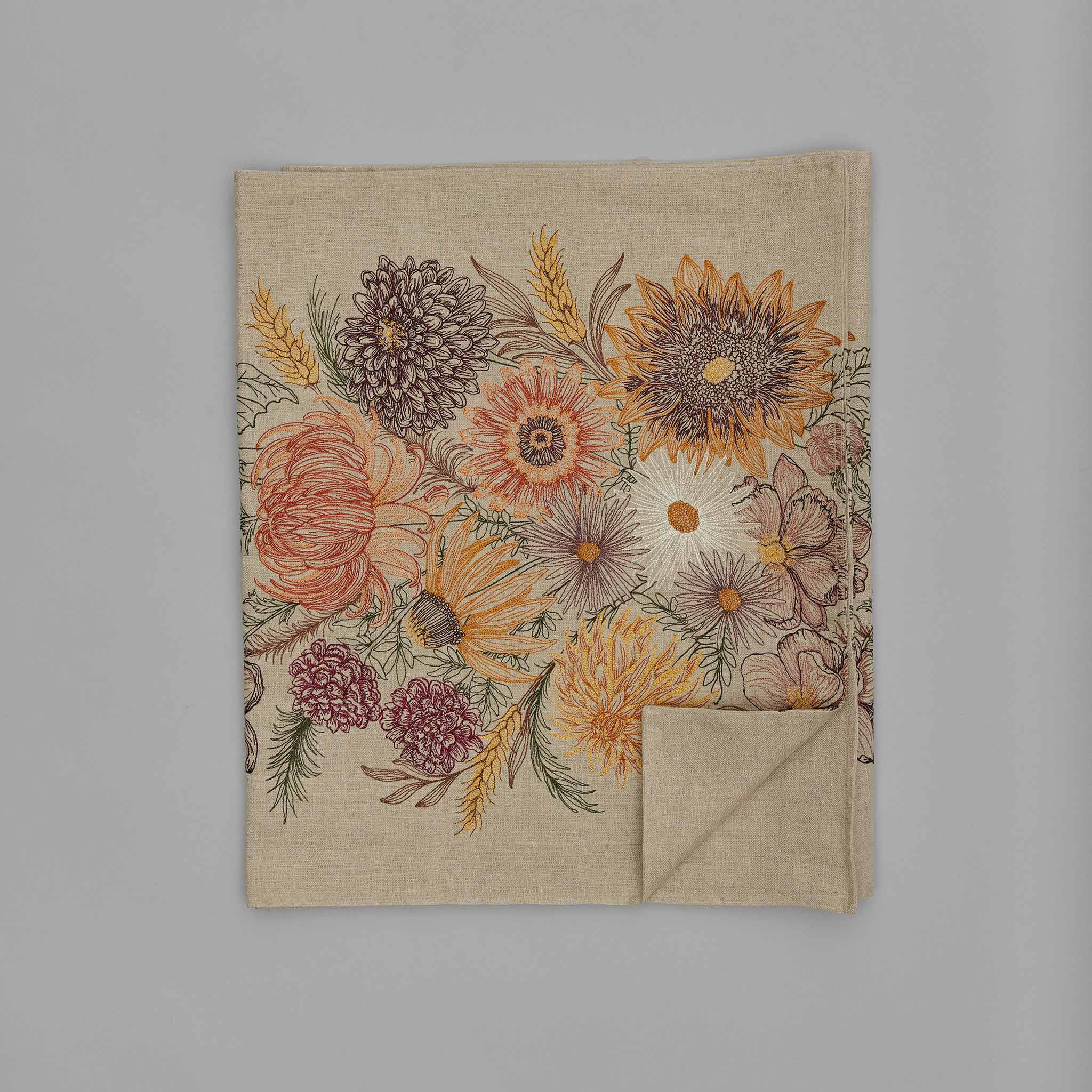 Autumn Blossoms Table Runner - Floral Cotton Table Decor for Thanksgiving & Fall | Coral & Tusk | Perfect for Dining Tables, Centerpieces & Seasonal Home Decor