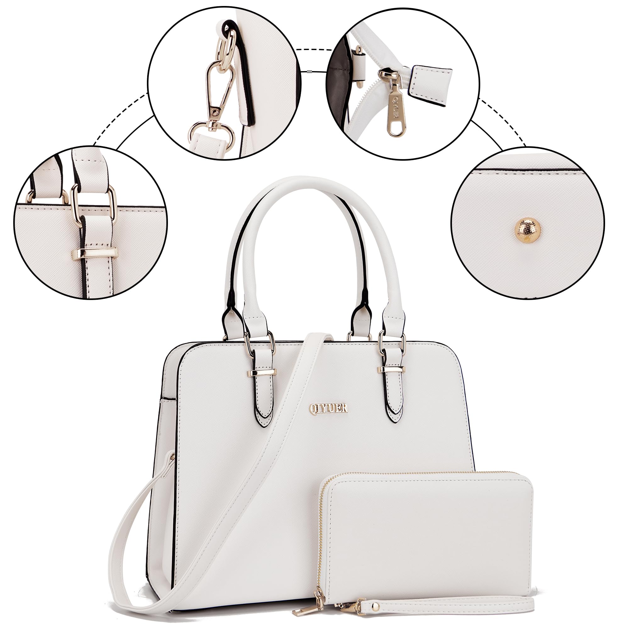 Stylish Qiyuer Women's Satchel Purse & Wallet Set - Top Handle Work Tote Bag (2-Piece) - Perfect for Office, Travel & Everyday Use