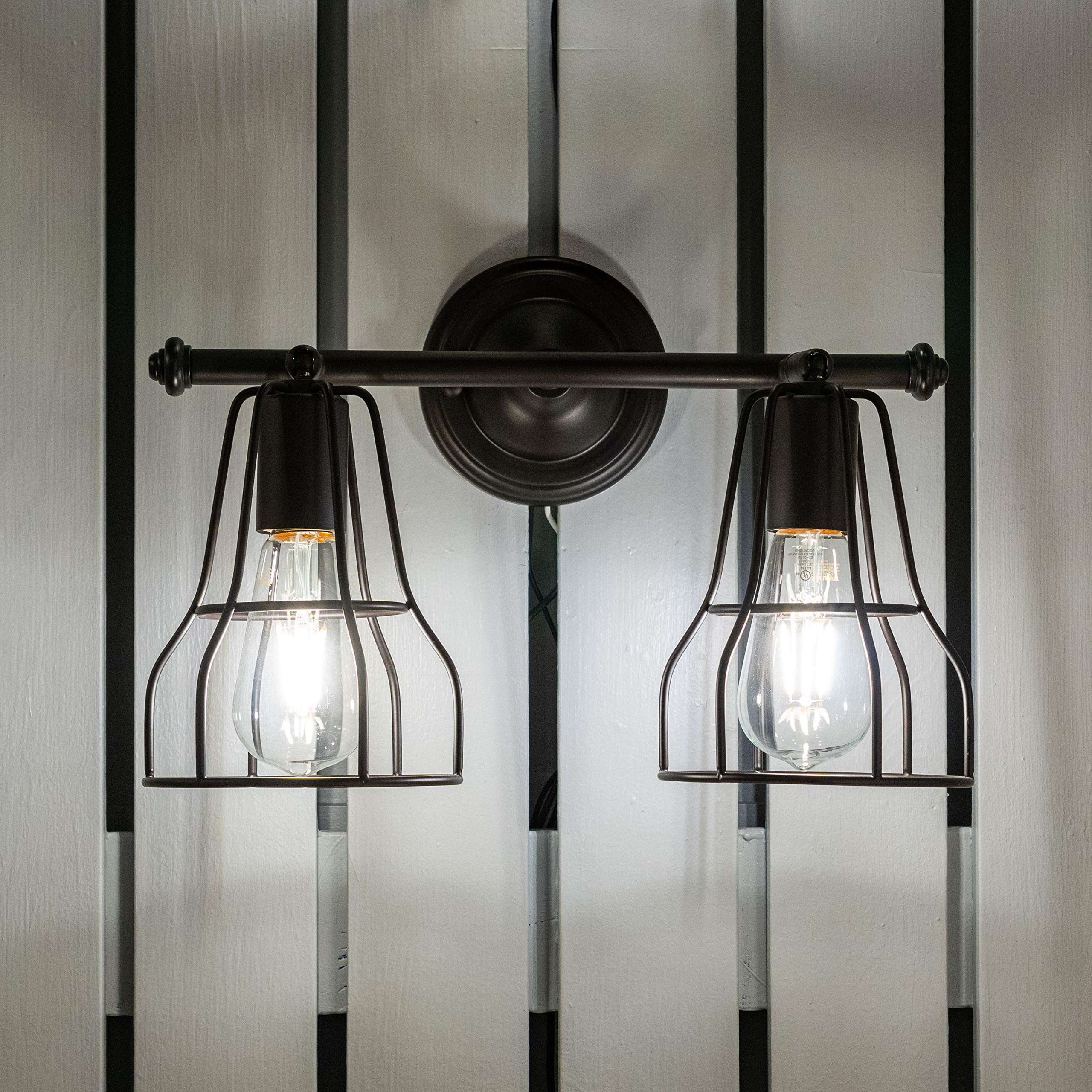 Clybourn 2-Light Bronze Adjustable Wire Cage Bathroom Vanity Light Fixture - Perfect for Modern Farmhouse, Industrial Style Bathrooms & Powder Rooms