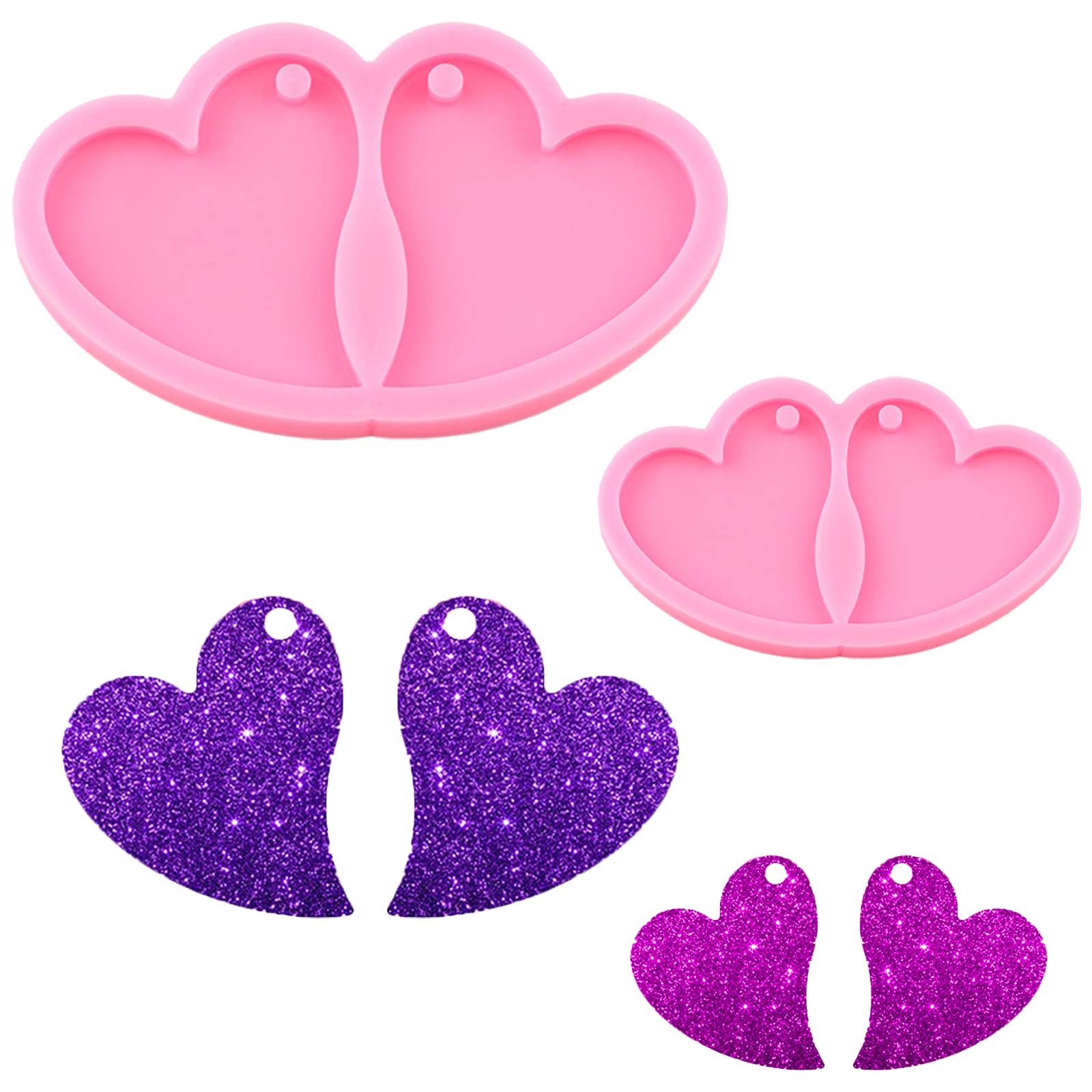 2 Pack Heart Shape Silicone Earring Molds for DIY Epoxy Jewelry Making - Resin Molds for Handmade Earrings, Fashion Accessories, and Craft Projects - Perfect for Gifts, Parties, and Creative DIY Enthusiasts