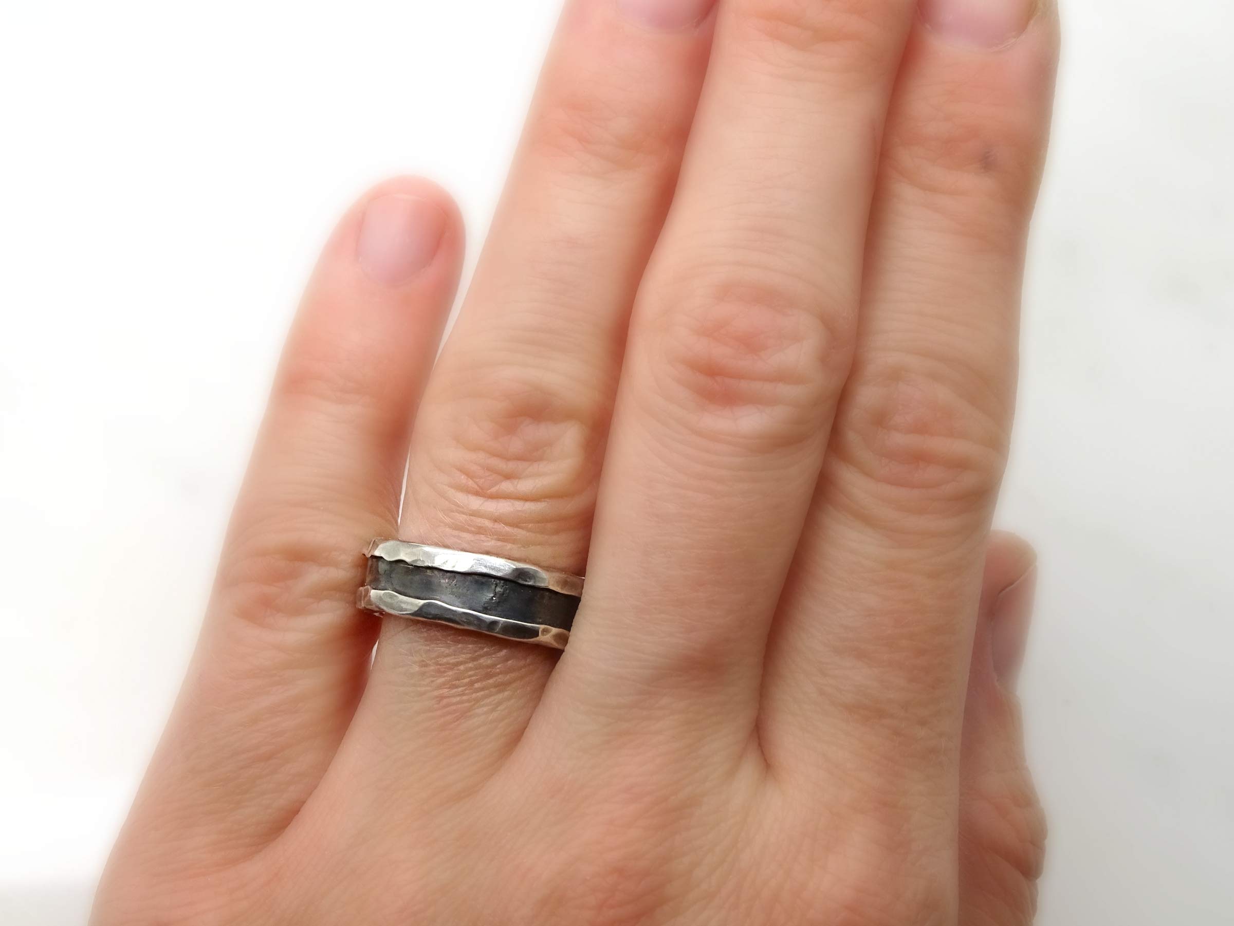 Viking Wedding Band in White Gold for Men - Durable Mens Gold Ring, Molten Gold Silver Engagement Ring, Perfect Anniversary Gift for Him - Ideal for Weddings, Engagements, and Special Occasions