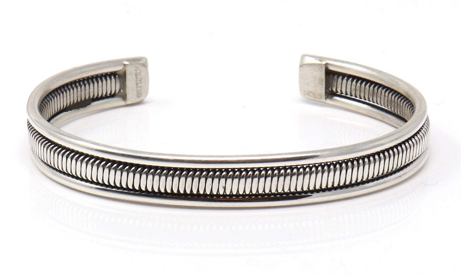Authentic Navajo Sterling Silver Wire Bracelet by Tahe – Handmade Jewelry for Women, Adjustable Up to 6.75