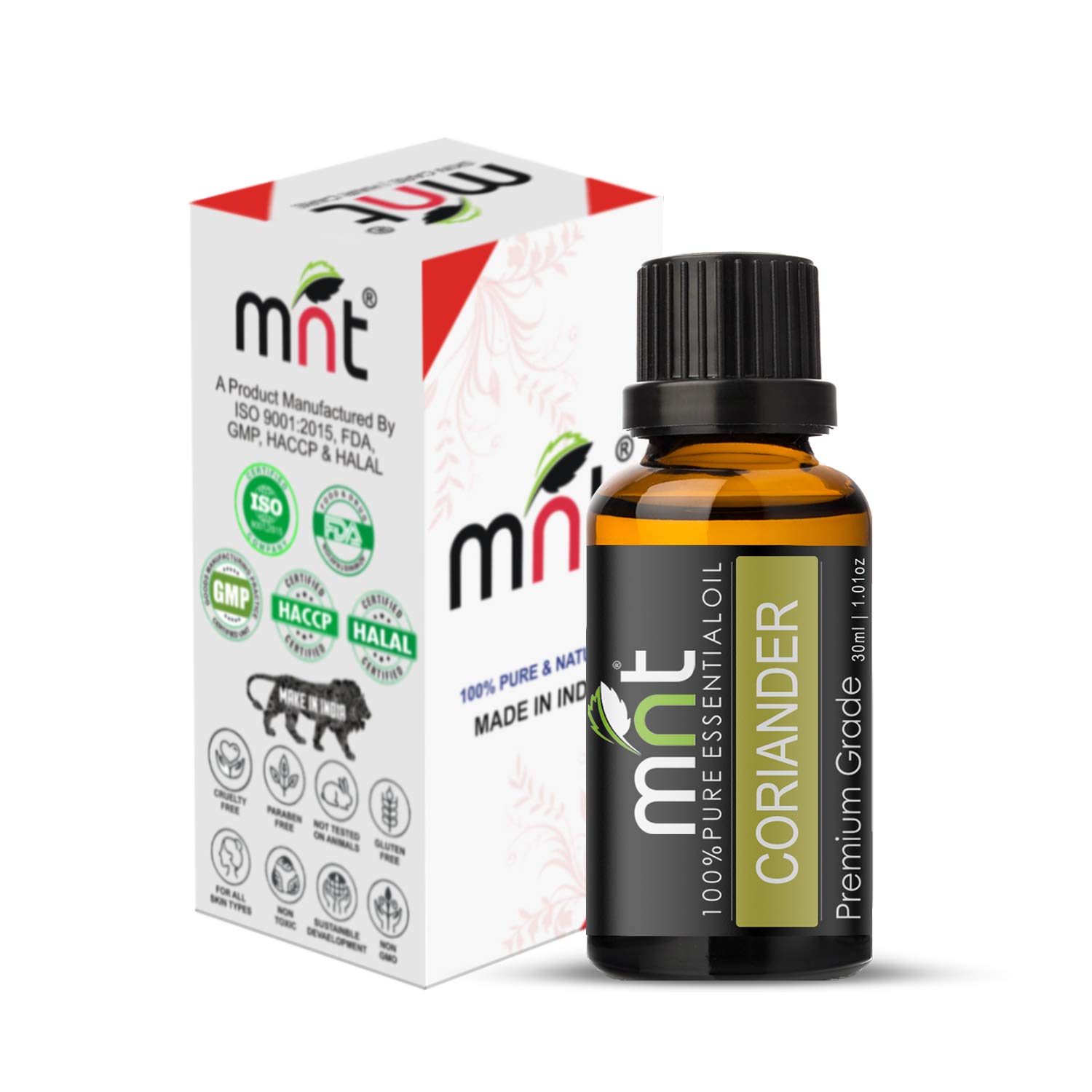 100% Pure Natural MNT Coriander Essential Oil - Undiluted Therapeutic Grade for Aromatherapy, Hair Care & Skin Care (30ml) | Perfect for Relaxation, Massage & DIY Beauty Products