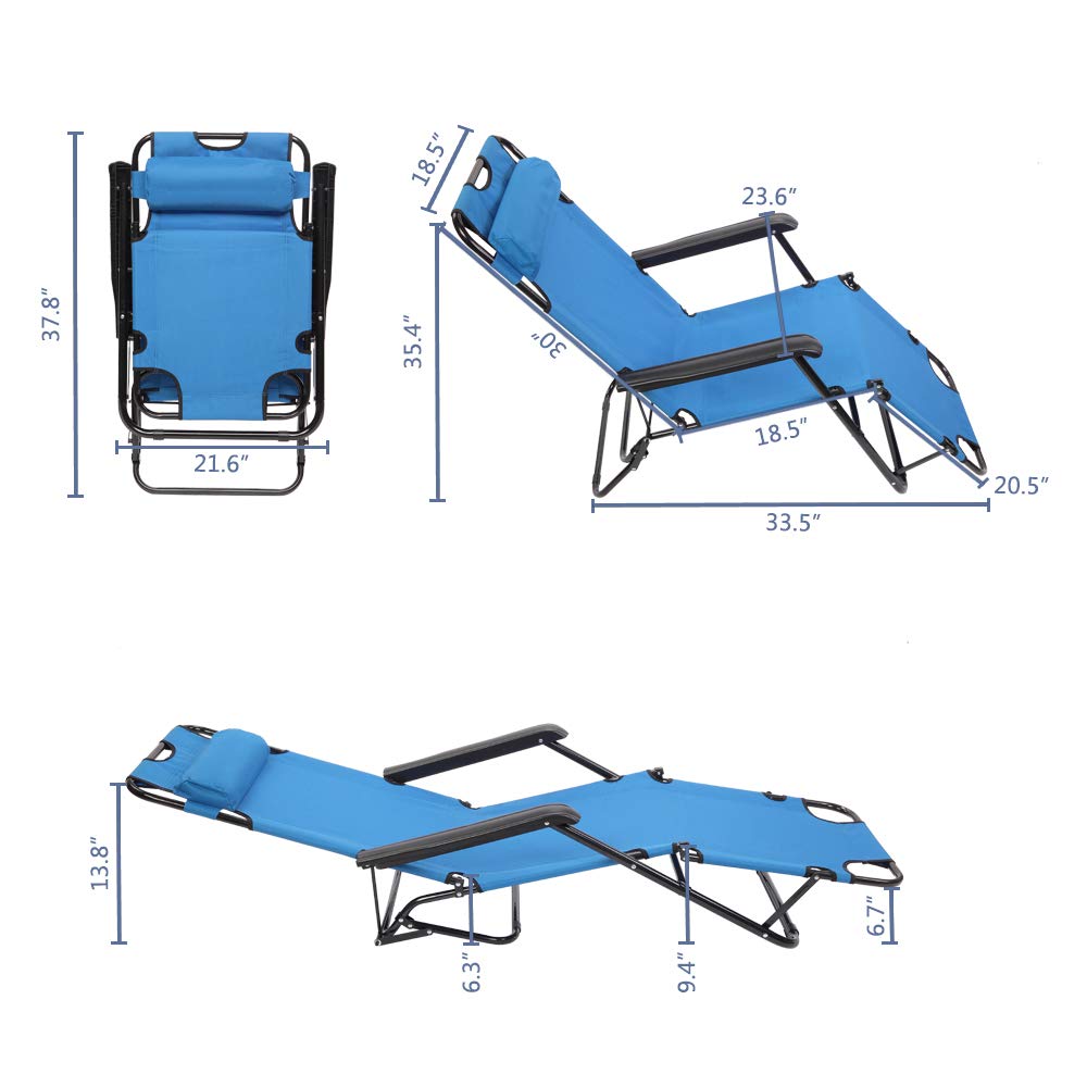 Portable Folding Backpack Reclining Chair - Lightweight Adjustable Beach Camping Chair with Extendable Design & Headrest for Outdoor, Lawn, Concert, Travel | Perfect for Beach Relaxation, Backyard Lounging & Camping Trips (Blue)