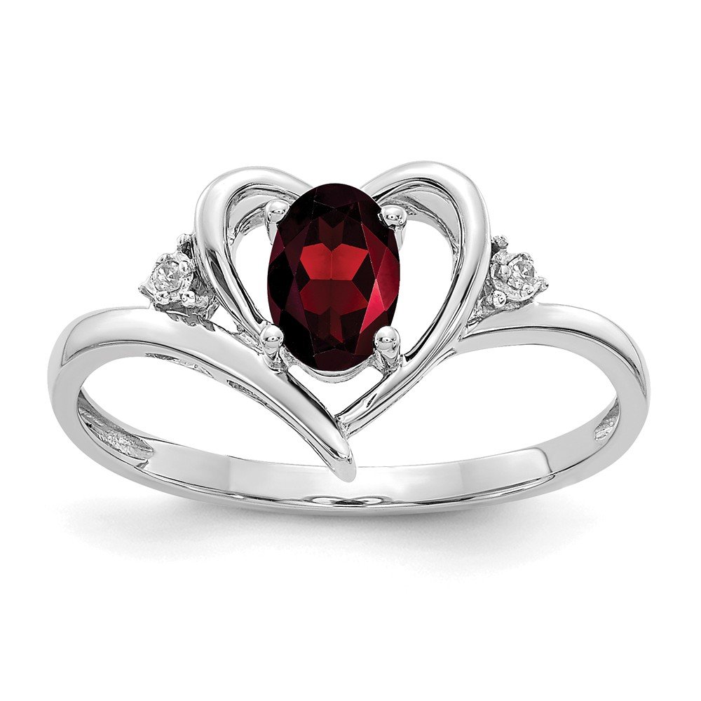 14K White Gold Garnet January Birthstone Diamond Engagement Ring (0.01 CTTW) - Perfect for Proposals, Anniversaries & Special Occasions