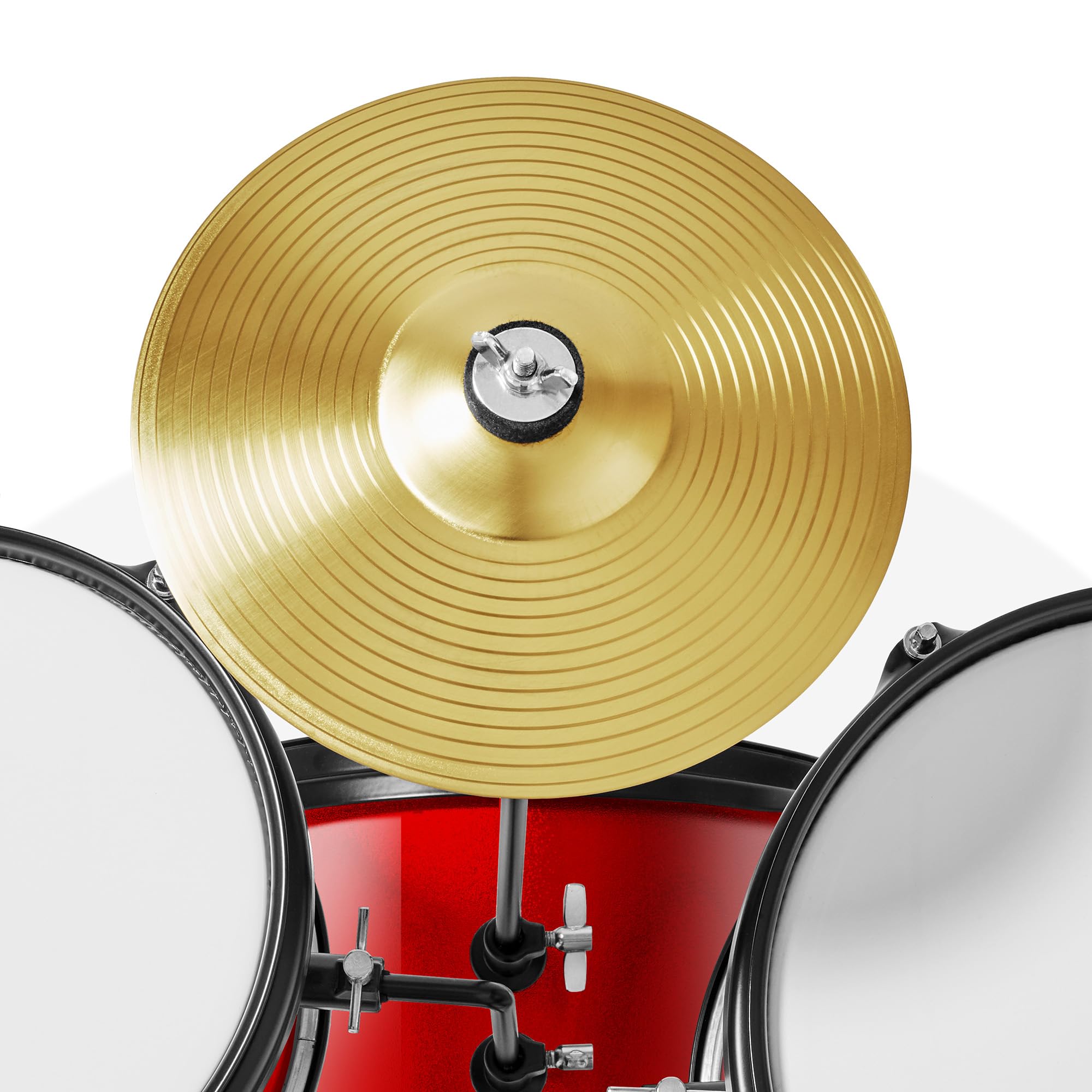 Gammon 3-Piece Junior Drum Set with Throne - Red, Complete Beginner Drum Kit with Bass Drum, Toms, Cymbal, Pedal & Drumsticks | Perfect for Kids Music Lessons, Home Practice & First Drum Set for Young Musicians