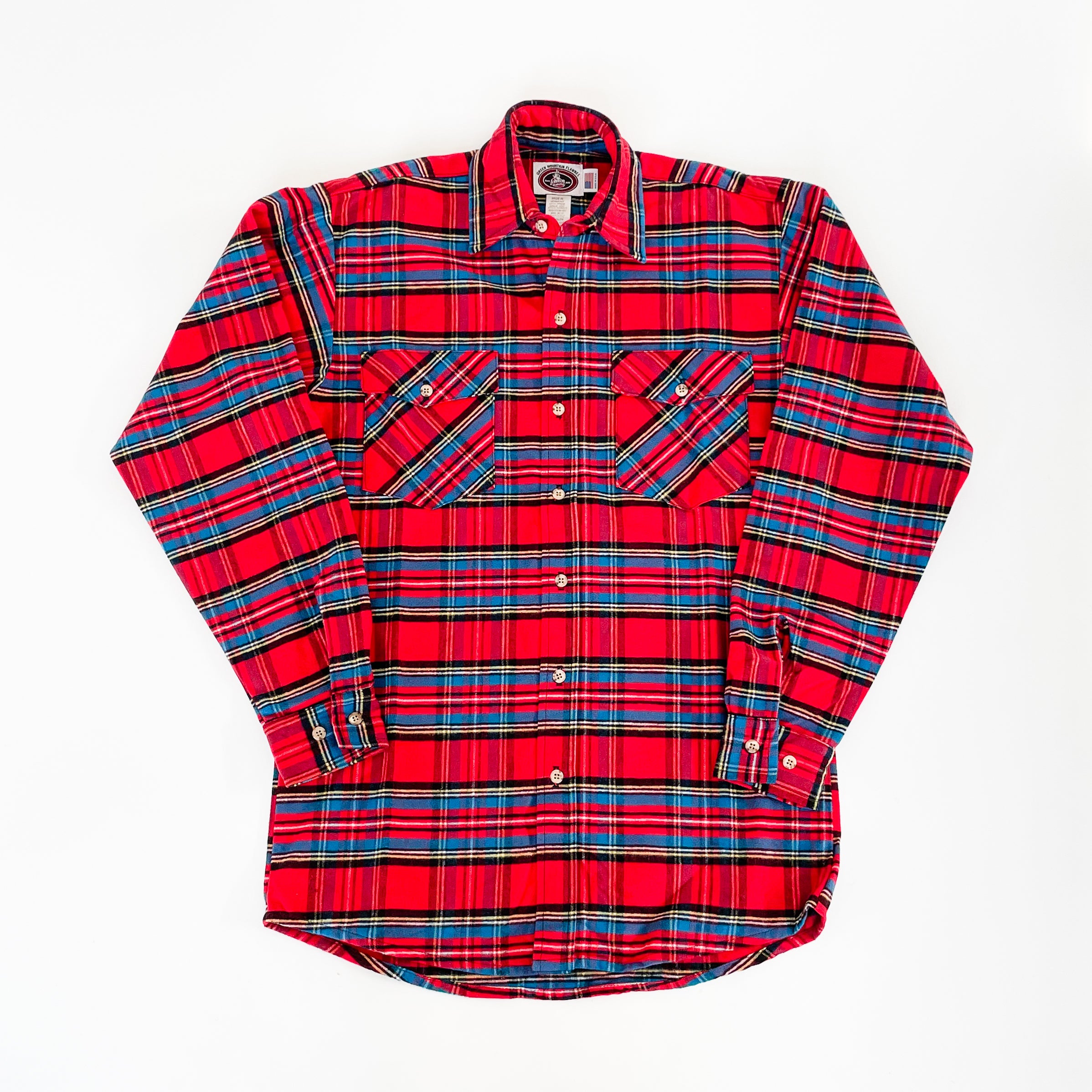 Men's Flannel Button-Up Shirt - Red Stewart Plaid - Casual & Outdoor Wear for Fall & Winter