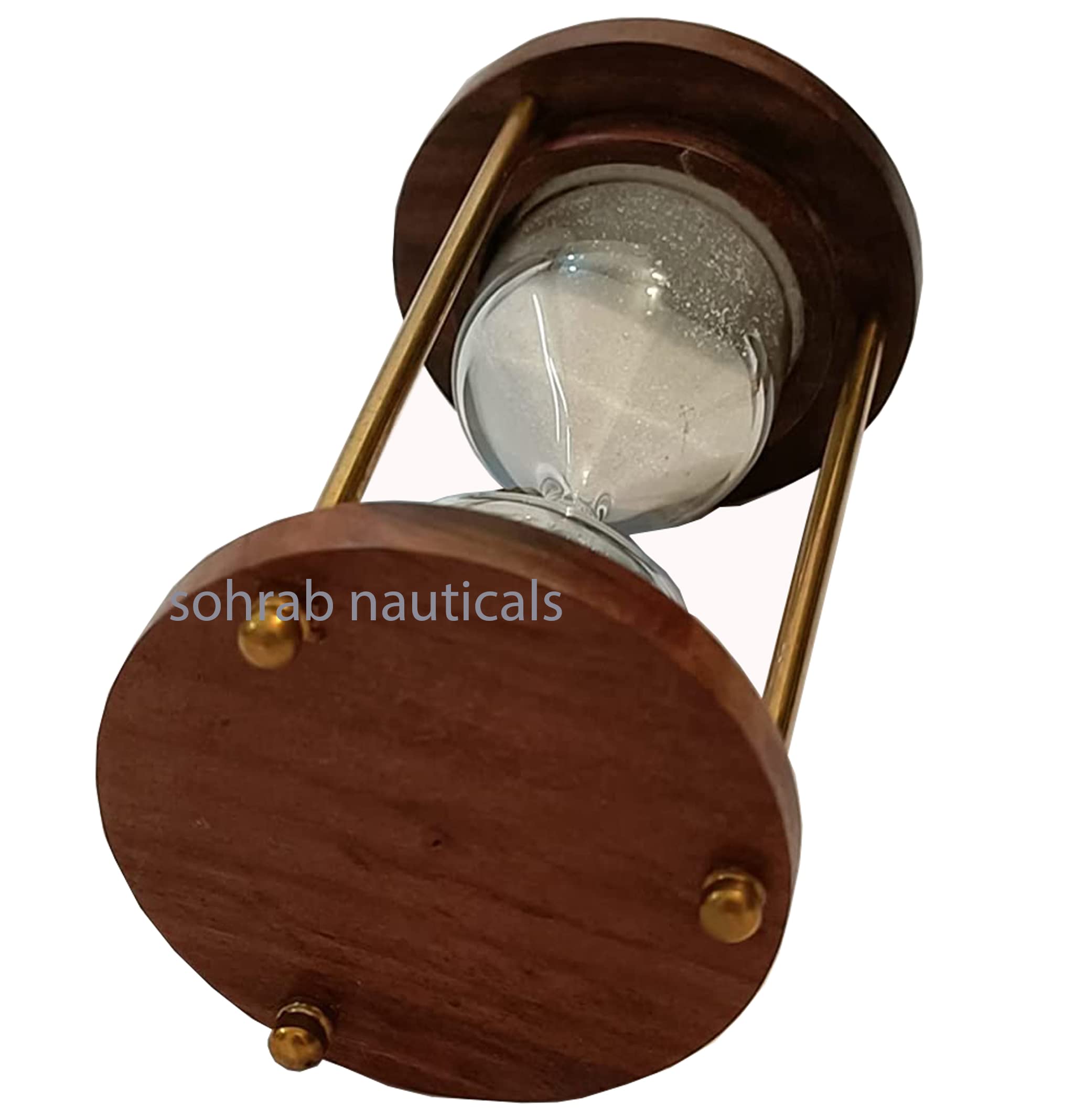 1 Minute Wooden Sand Timer Hourglass - White Sand, 5x5x10cm - Decorative & Functional Timer for Home, Kitchen, Office Desk, Kids Activities, Board Games, Meditation & Gift Giving (Pack of 1)