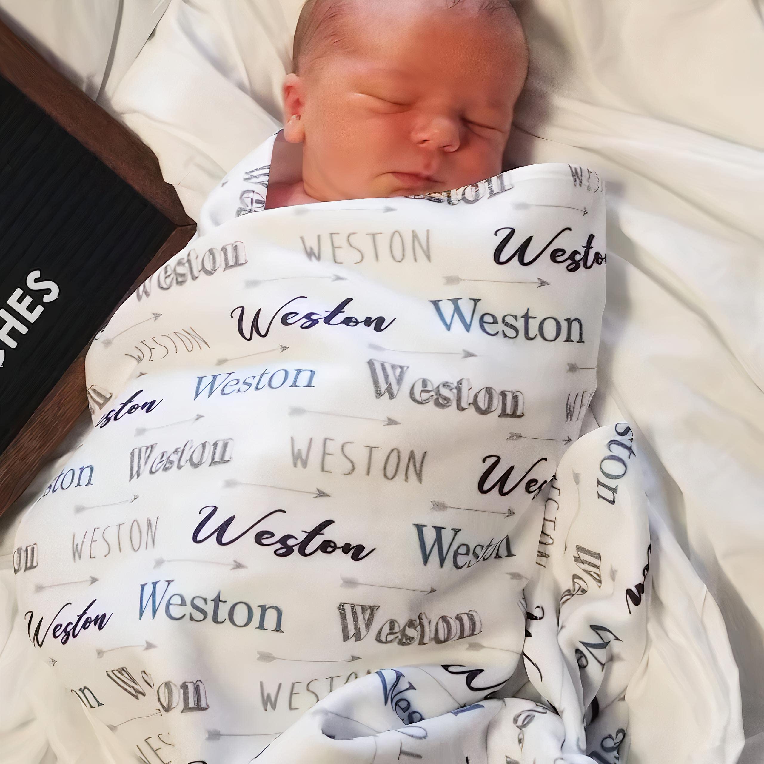 Personalized Baby Blankets for Boys and Girls - Custom Name Blanket for Newborns, Grandson & Granddaughter - Soft Swaddle Blanket Set for Baby Shower Gifts, Nursery & Photo Props - Ideal for Newborn Photography, Christening & First Birthday Presents