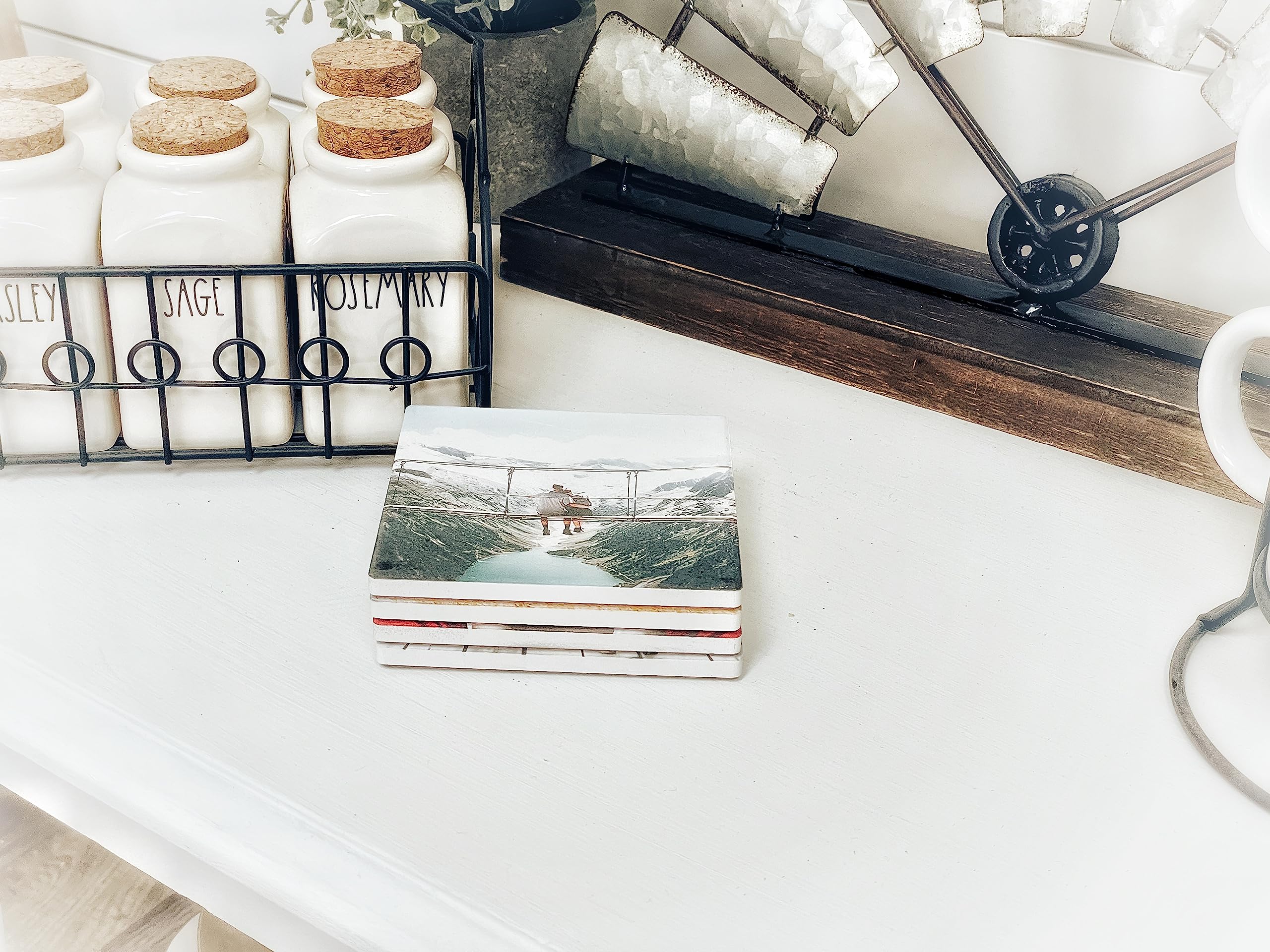 Personalized Photo Coasters - Absorbent Ceramic Drink Coasters Set of 6 | Custom Square Coasters for Coffee, Wine & Beer | Perfect Housewarming, Wedding, Birthday & Anniversary Gift Idea