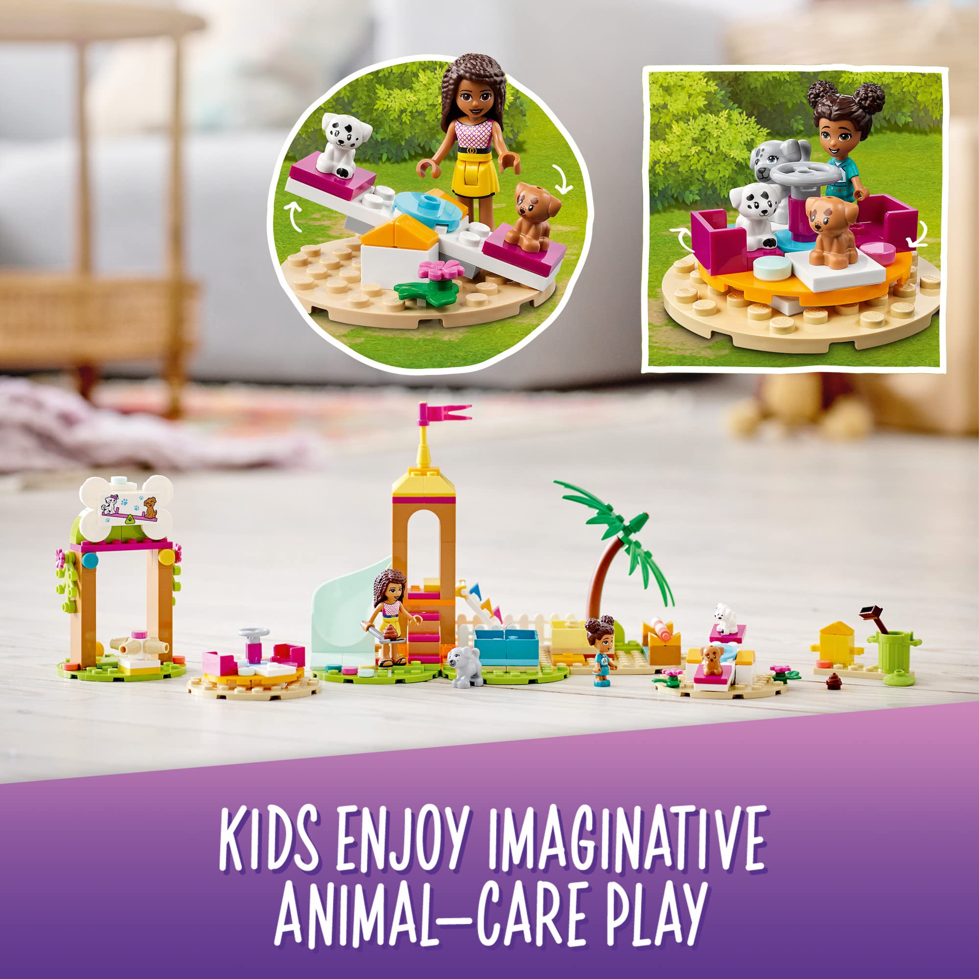 LEGO Friends Pet Playground 41698 Building Kit – 210-Piece Animal Playset with Andrea & 3 Dog Toys | Creative STEM Toy & Birthday Gift for Kids Ages 5+ | Encourages Imagination & Role Play | Perfect for Playdates, Indoor Fun & Educational Activities