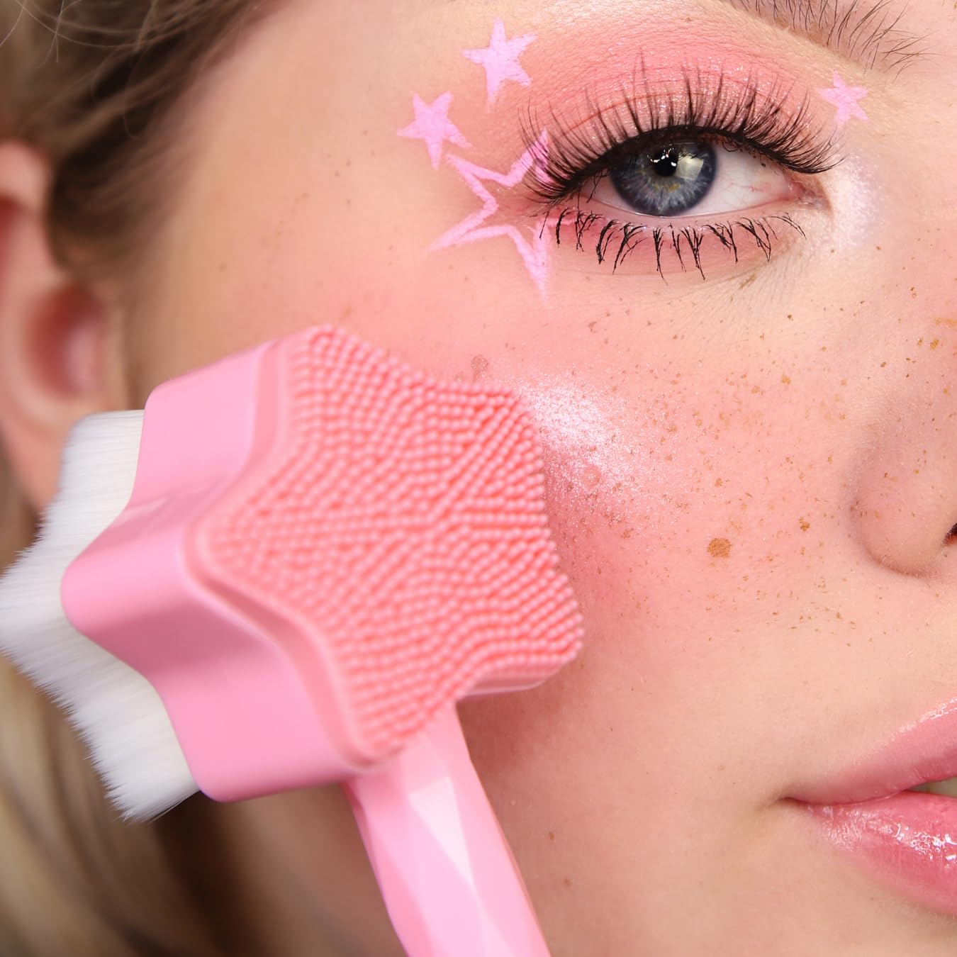 All Star Face Brush - 2-in-1 Manual Facial Cleansing Brush with Silicone Scrubber for Deep Pore Exfoliation & Skin Massage | Perfect for Daily Skincare Routine & Spa-Like Experience at Home
