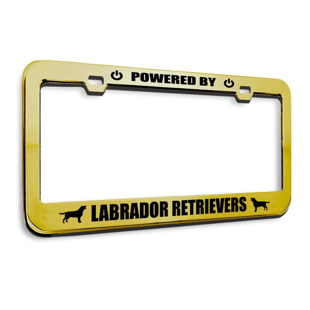 Speedy Pros Metal License Plate Frame - Chrome Gold Car Tag Border with 2 Holes | Durable Auto Accessories for Labrador Retriever Lovers | Perfect for Customizing Your Vehicle & Showing Pet Pride