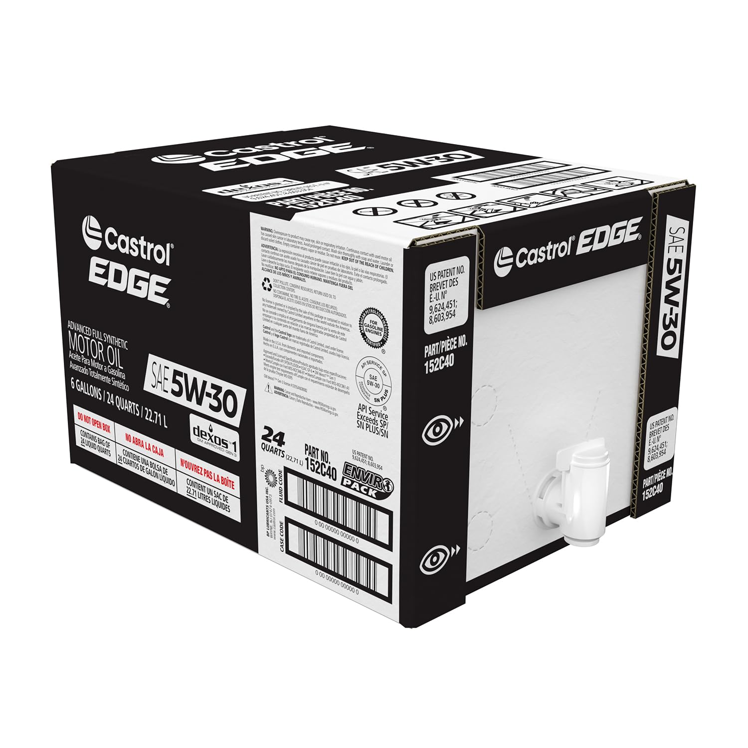 Castrol EDGE 5W-30 Advanced Full Synthetic Motor Oil - 6 Gallon Enviro-Pack | High Performance Engine Protection for Cars, Trucks & SUVs | Ideal for Extreme Temperatures & Heavy-Duty Driving