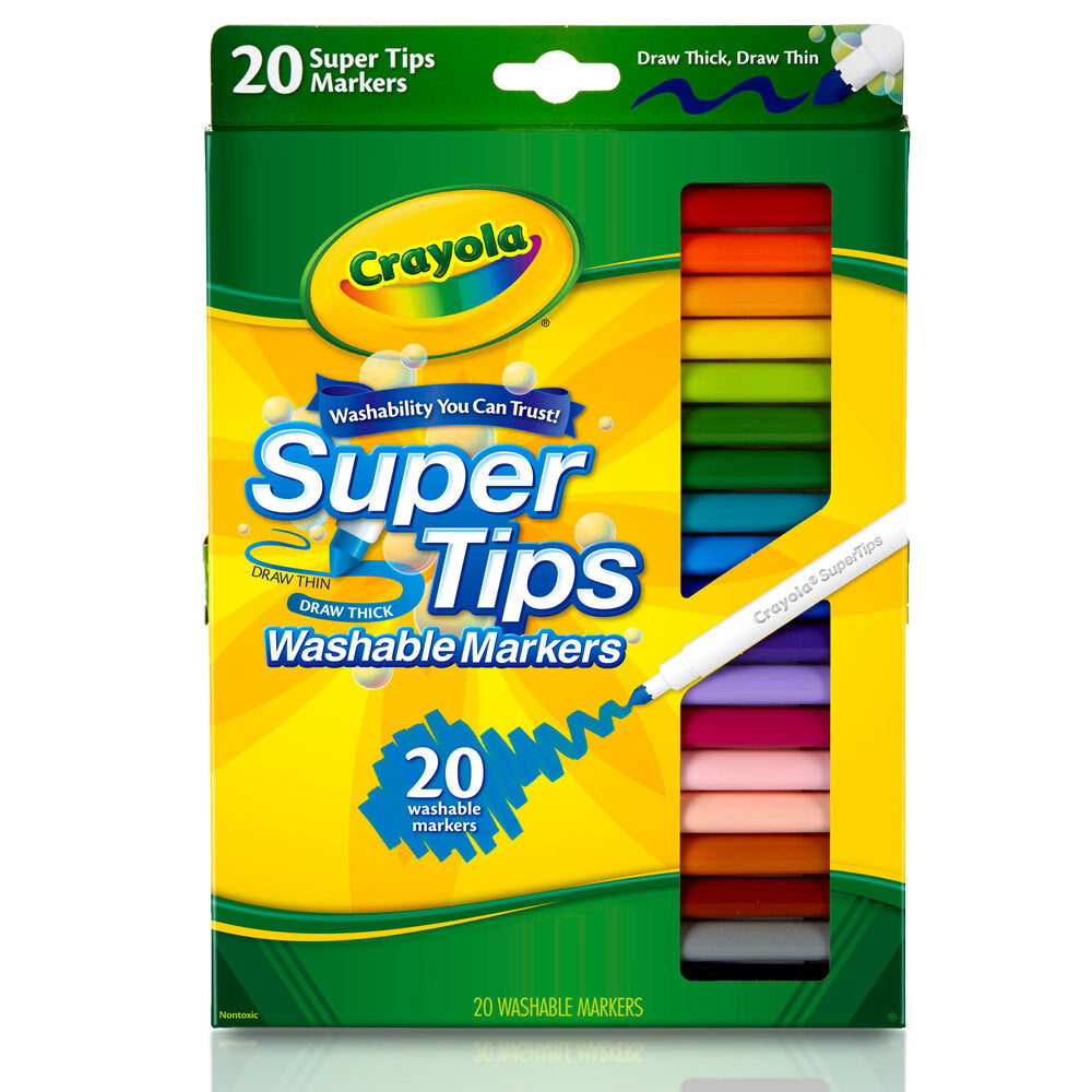 20-Piece Crayola Super Tips Washable Markers for Kids Ages 3+ - Vibrant Colors for Art Projects, School Supplies & Creative Play