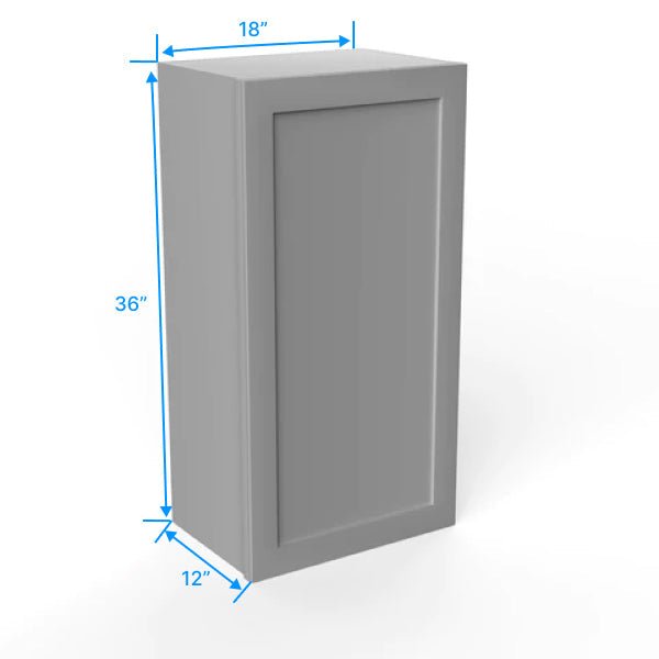 36 Inch Wall Cabinet - 18W x 36H x 12D Grey Shaker Style RTA Kitchen Storage | Perfect for Bathroom, Laundry Room & Garage Organization