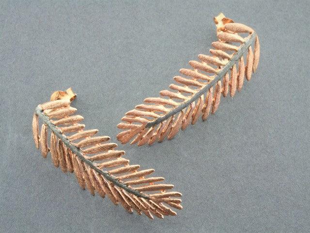 Cleopatra Fern Stud Earrings in Rose Gold & Oxidized Silver - Perfect for Boho & Vintage Fashion Lovers