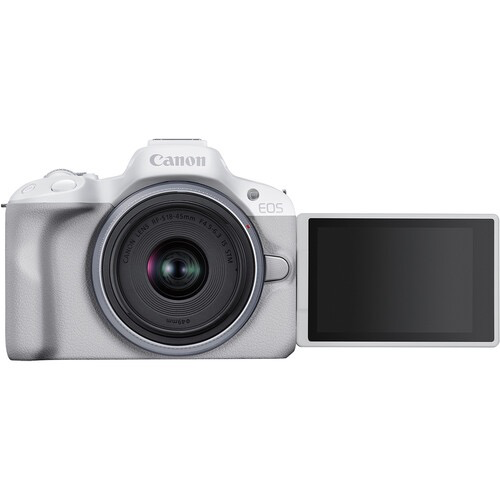 Canon EOS R50 Mirrorless Camera with RF-S 18-45mm f/4.5-6.3 IS STM Lens (White) - Perfect for Vlogging, Travel Photography & Content Creation