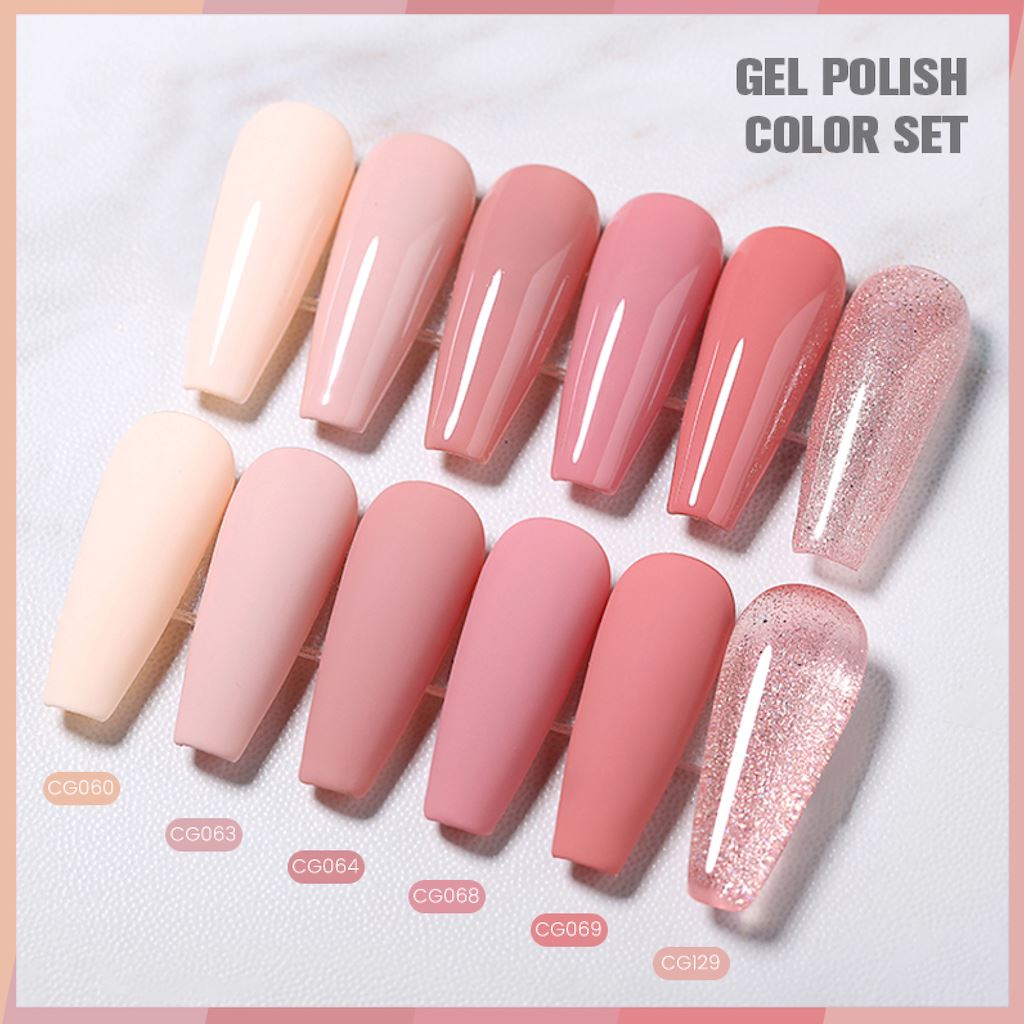 Nude Gel Polish 6 Color Set (Series 1) - Long Lasting Nail Polish Kit for Salon & Home Manicures