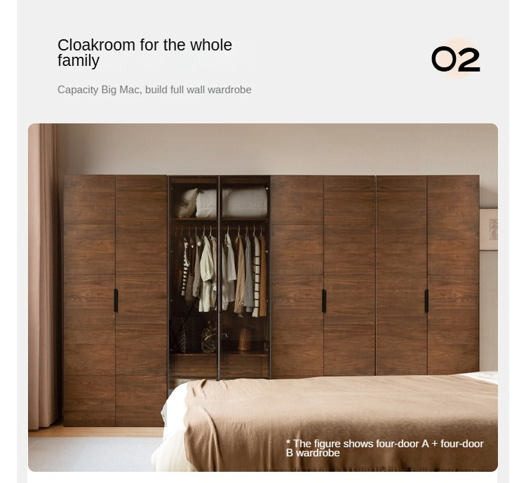 Premium Black Walnut Solid Wood Wardrobe & Storage Cabinet - Spacious Closet Organizer for Bedroom, Living Room, and Office