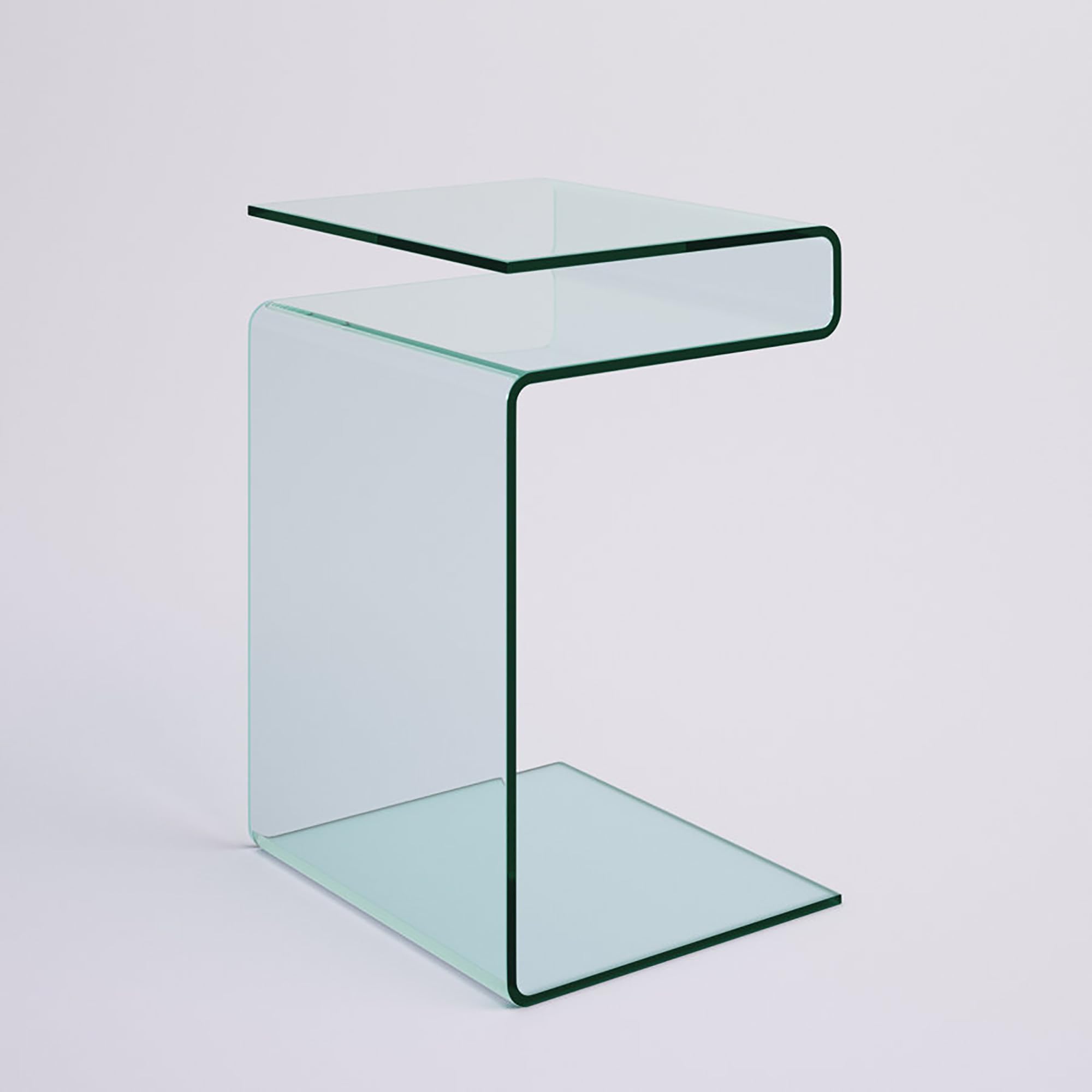 Modern S-Shaped Nightstand with Glass Top & Storage Shelves - Stylish Bedside Table for Bedroom, Compact End Table for Living Room - Perfect for Small Spaces, Apartments & Dorm Rooms