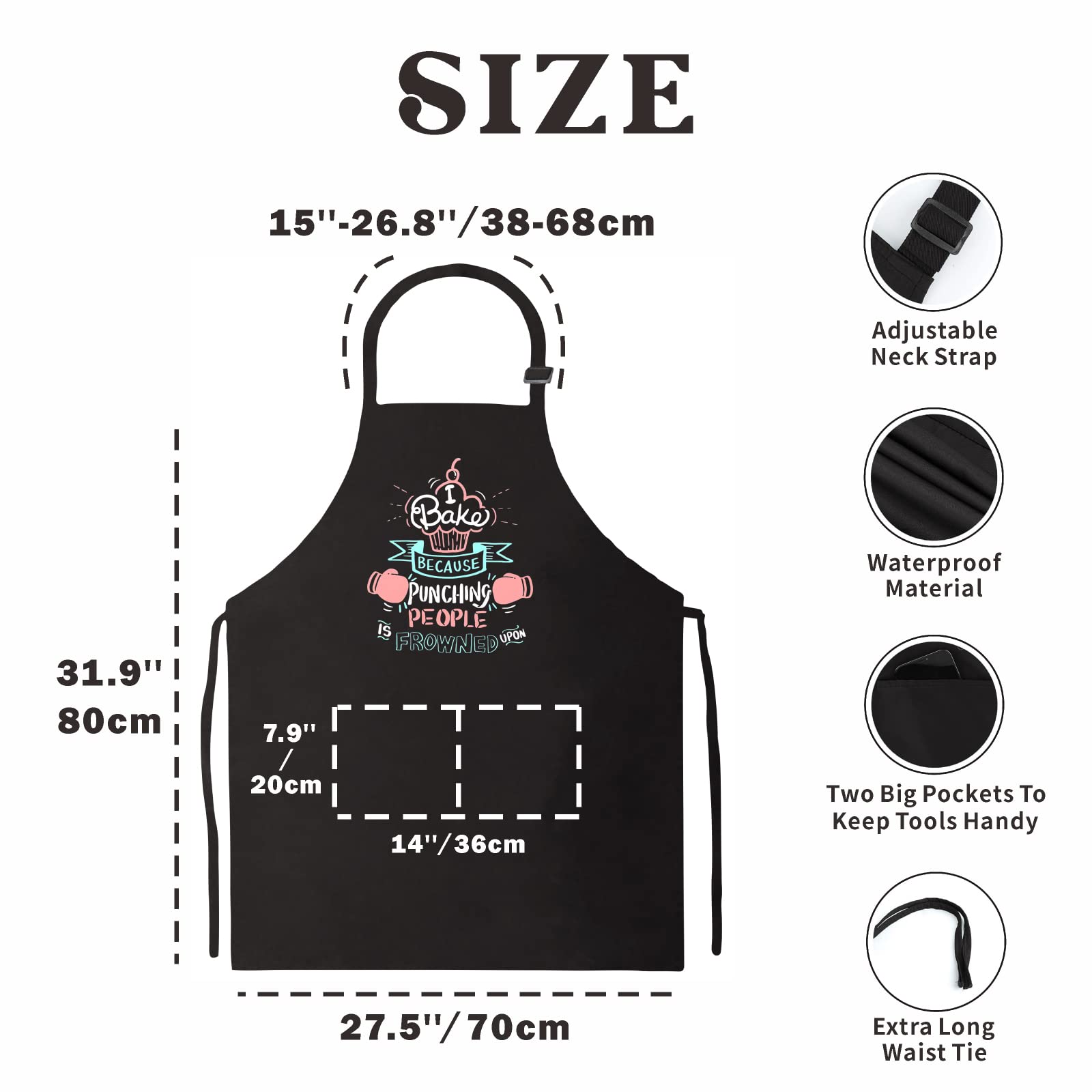 Funny Baking Aprons for Women & Men - Cute Kitchen Cooking Apron with 2 Pockets - Perfect Baking Gift for Bakers, Wife, Mom, Sister, Daughter, Grandma - Ideal for Birthday, Housewarming & Mother's Day - Great for Baking, Cooking & Hosting Parties