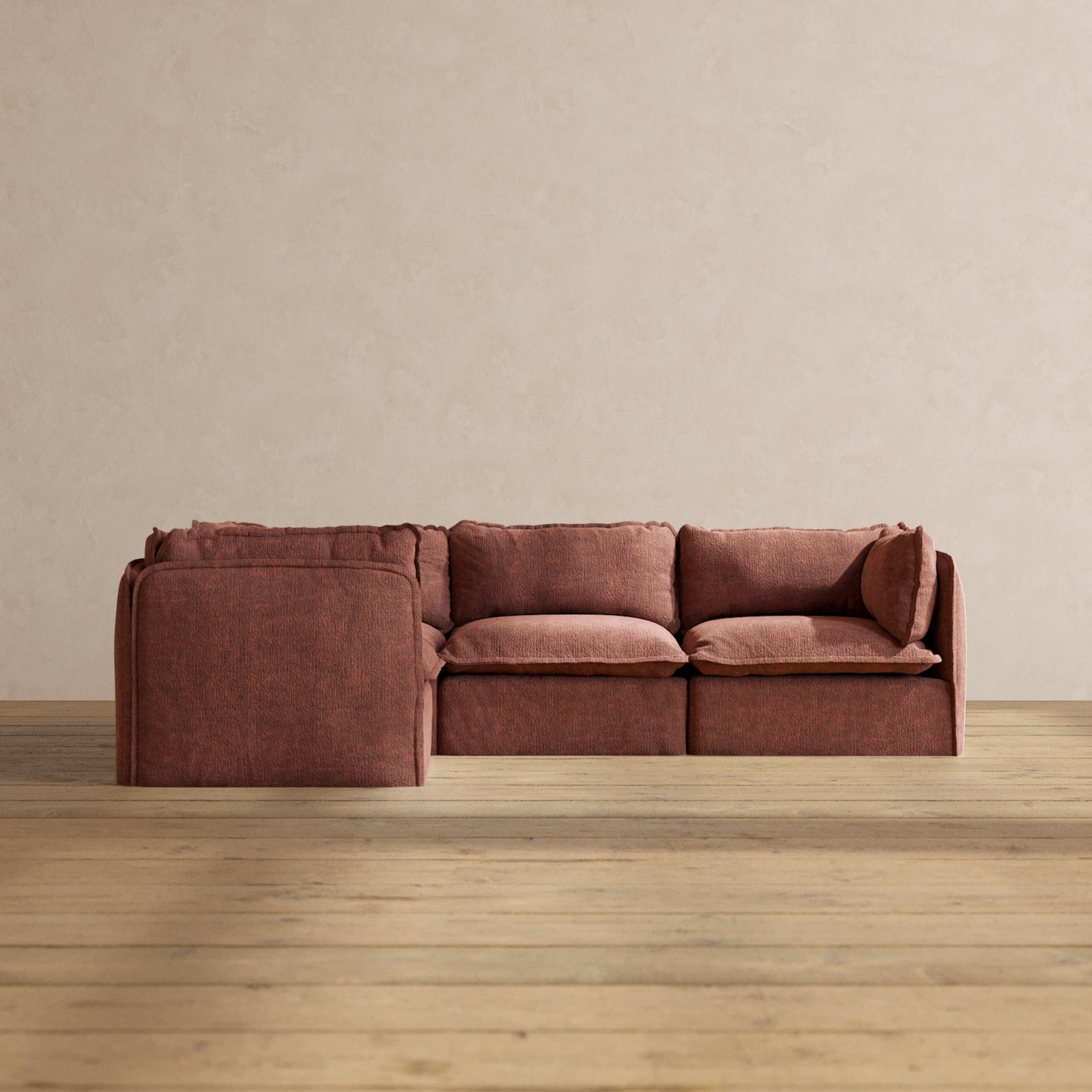 Premium Modular Performance 4-Seater Corner Sectional Sofa in Chestnut Brown | Luxe Fabric Blend | Perfect for Living Room, Family Room & Home Theater Seating