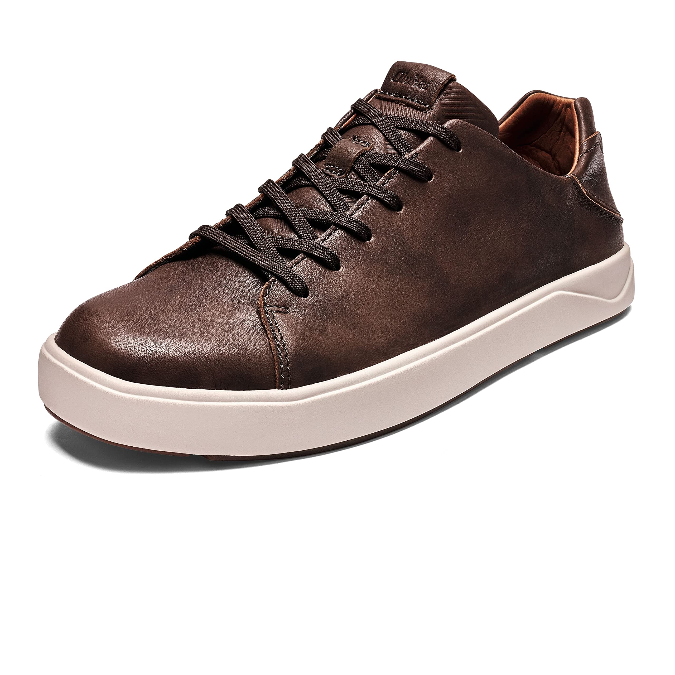 OLUKAI Lae'ahi Li 'Ili Men's Leather Sneakers - Premium Full-Grain Leather Casual Shoes with Drop-in Heel & All-Weather Rubber Soles | Comfortable Walking & Travel Shoes for Everyday Wear