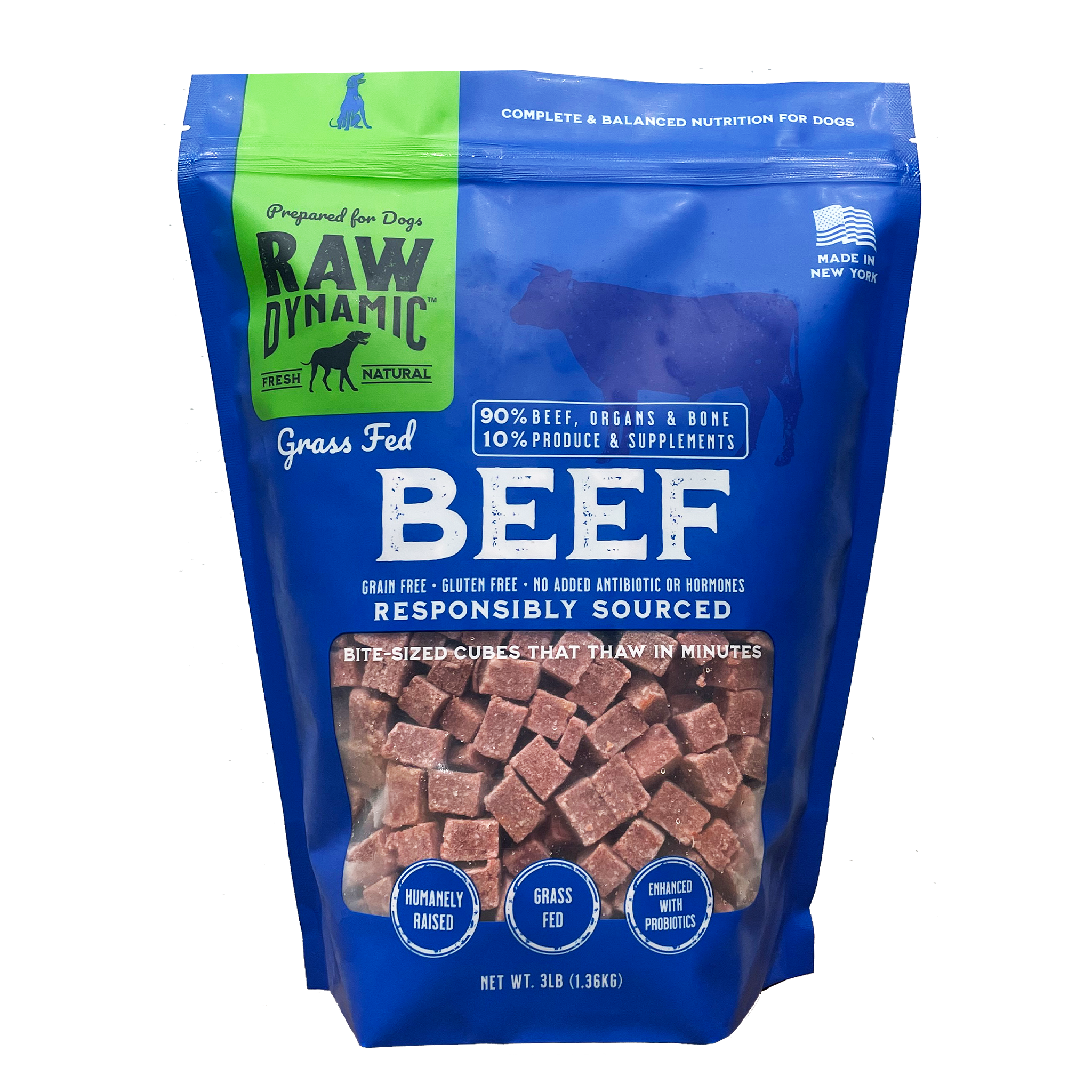 Premium Raw Frozen Beef Cubes for Dogs - High Protein Natural Dog Treats - Perfect for Training, Rewards & Dental Health
