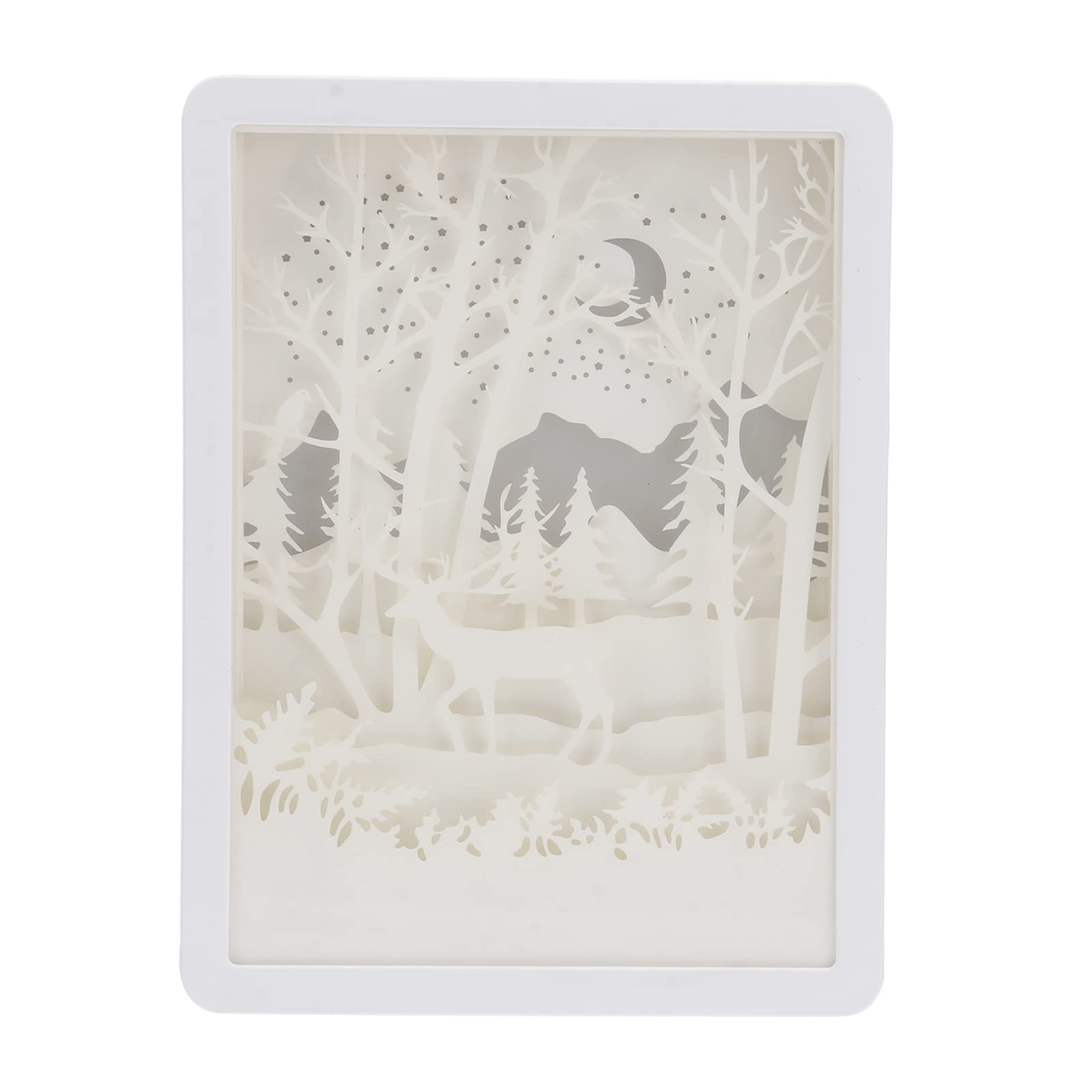 ibasenice 3D Forest Deer Papercut LED Night Light - Decorative Shadow Light Box for Home, Bedroom, Nursery & Gift | Energy-Efficient & Eye-Caring Lighting