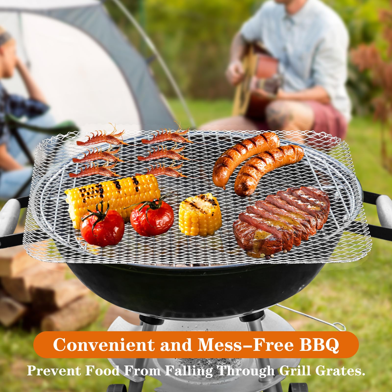 20 Pack Disposable Grill Toppers for BBQ - 15.3x12 Inch Non-Stick Grilling Liners to Prevent Food from Falling Through Grill Grates - Perfect for Outdoor Cooking, Camping, and Backyard Parties
