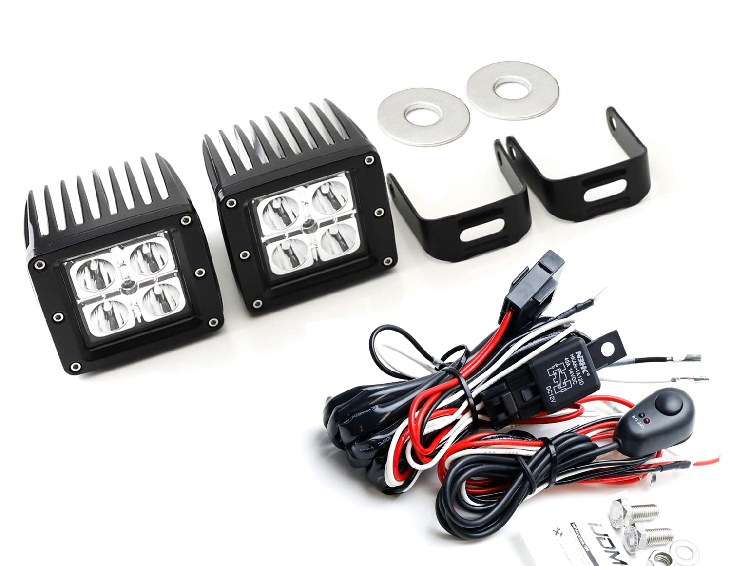 20W LED A-Pillar Cubic Pod Light Kit with Wiring Harness for 2021+ Ford Bronco | Off-Road Lighting & Night Driving Accessories