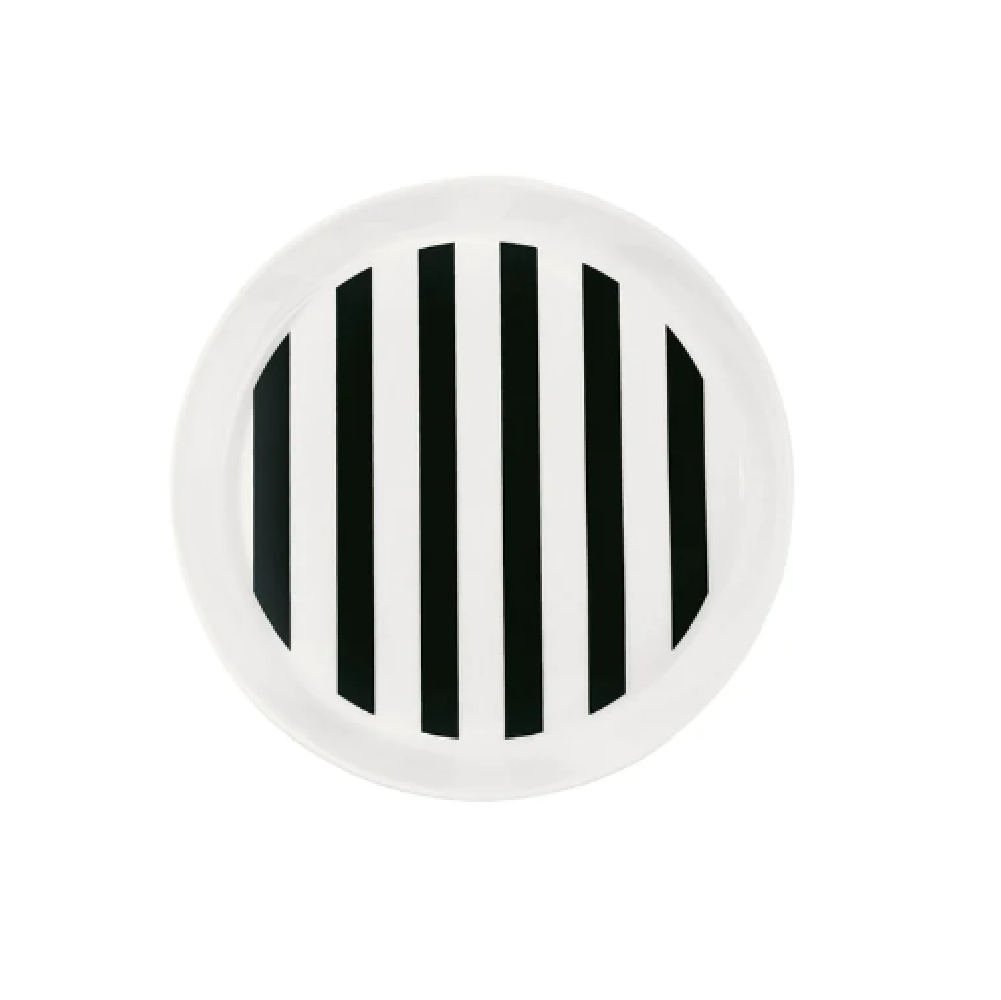 Ms Etoile Black Stripe Ceramic Dinner Plate - Elegant Tableware for Dining, Entertaining & Home Decor