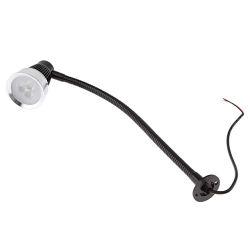 HaoYueDa LED Flexible Gooseneck Reading Light - Adjustable Desk Lamp for Boats, Caravans, Bedrooms & Offices (Black) - Perfect for Night Reading, Studying & Working in Low Light Conditions