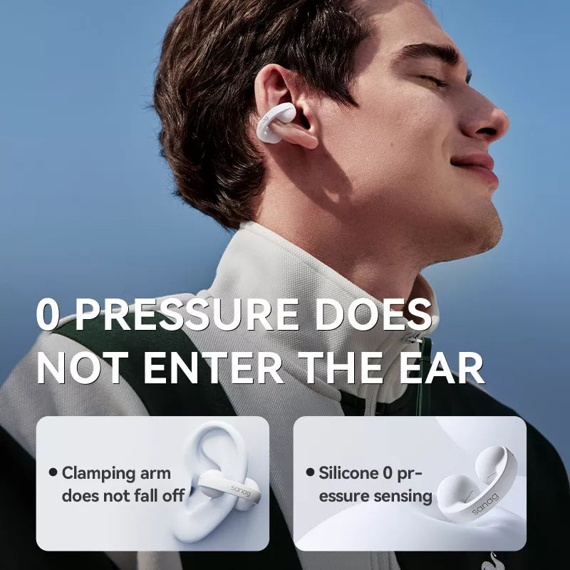 Sanag Z62S Wireless Bluetooth Headphones with Ear Clip - Open Ear Air Conduction Technology for Running, Cycling, Workouts & Outdoor Activities