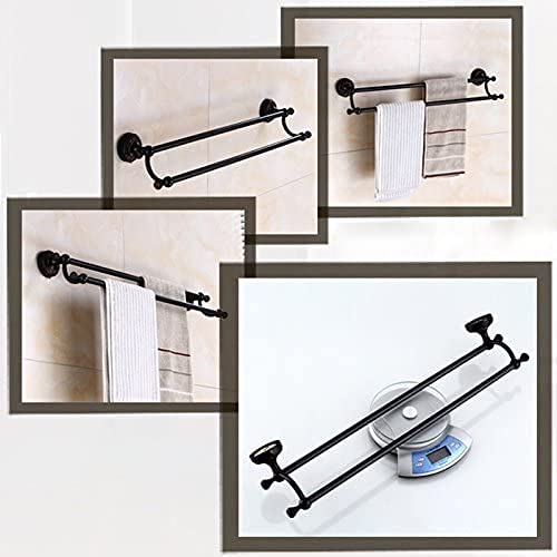 Antique Copper Wall Mounted Double Towel Rack - Heavy Duty Bathroom Towel Holder with Over Door & Wall Mount Options - Rustic Bathroom Hardware Accessories for Spa, Guest Bath & Master Bathroom Organization
