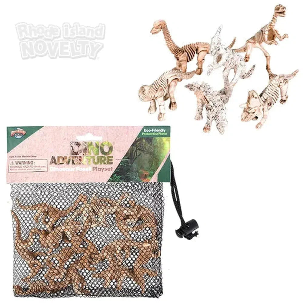 12 Piece Dinosaur Fossil Excavation Kit with Mesh Storage Bag - STEM Educational Toy for Kids, Archaeology Science Party Favors & Classroom Activities