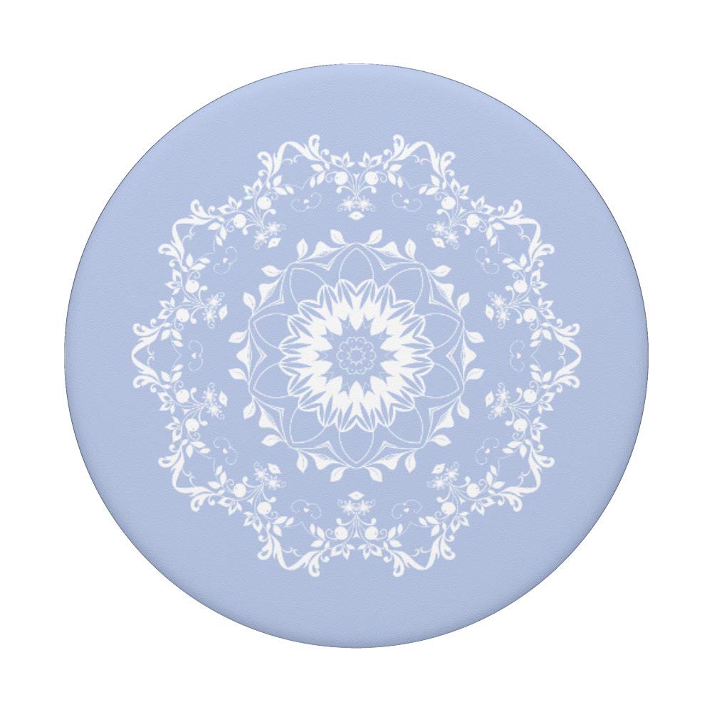 Pale Pastel Purple Periwinkle White Mandala Sky Peace PopSocket PopGrip - Swappable Phone & Tablet Grip for Yoga, Meditation & Daily Use