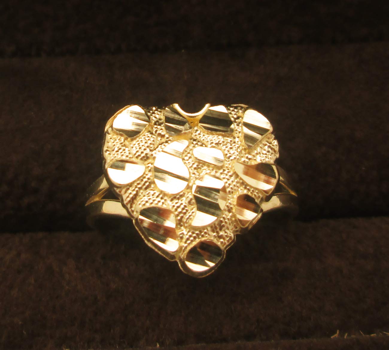 10K Solid Gold Heart Nugget Ring for Women - Elegant & Durable Jewelry Gift for Valentine's Day, Anniversary or Special Occasions