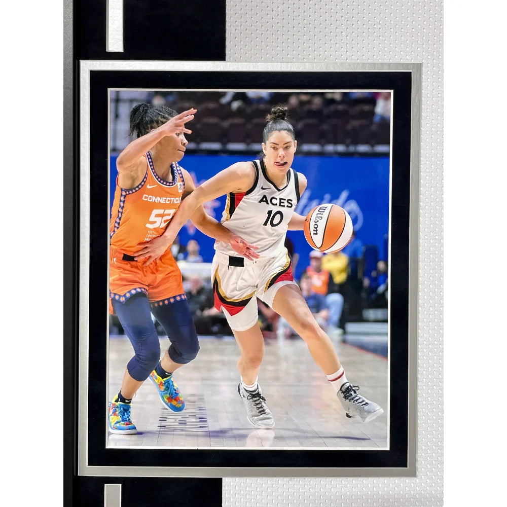 Kelsey Plum Autographed Las Vegas Aces Jersey - Framed with BAS COA - WNBA Champion Memorabilia - Perfect for Sports Fans, Collectors, and Home/Office Decor