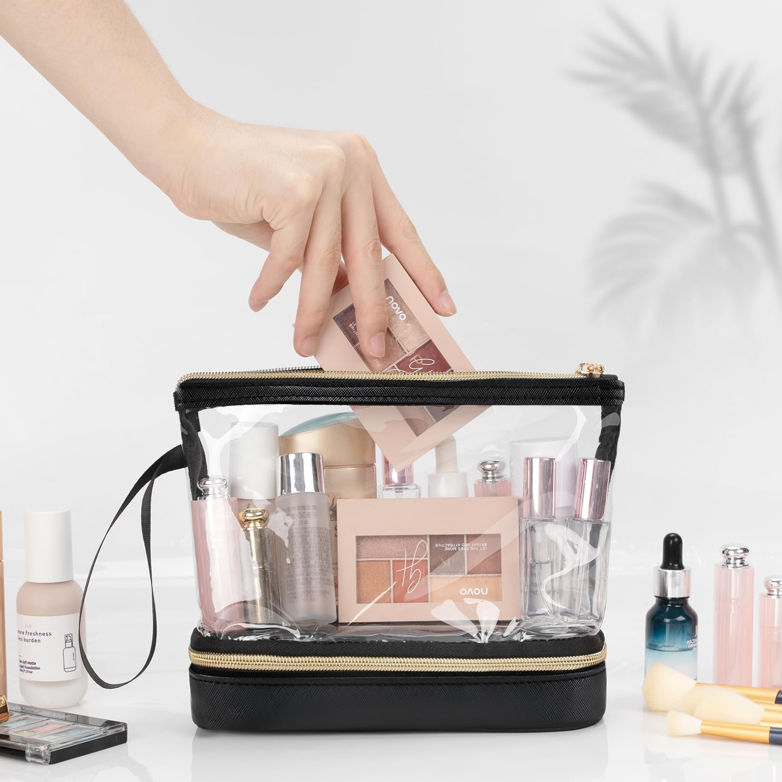 Ethereal Travel Makeup Bag - Clear TSA Approved Cosmetic Organizer | Waterproof Toiletry Pouch for Women | Perfect for Air Travel, Gym & Daily Essentials Storage