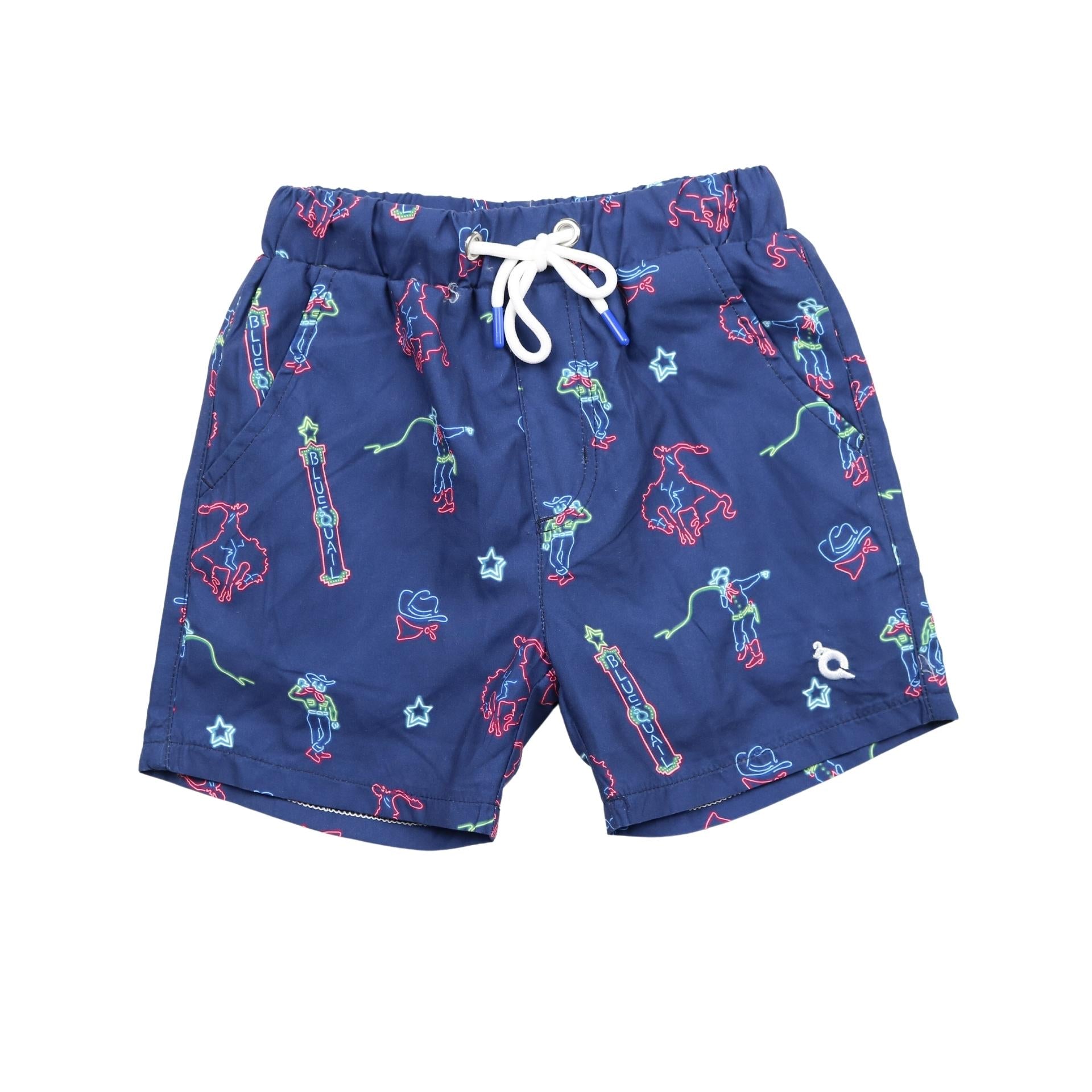 Neon Rodeo Swim Trunks for Men - Quick Dry Beach Shorts with Pockets | Perfect for Pool Party, Summer Vacation & Water Sports